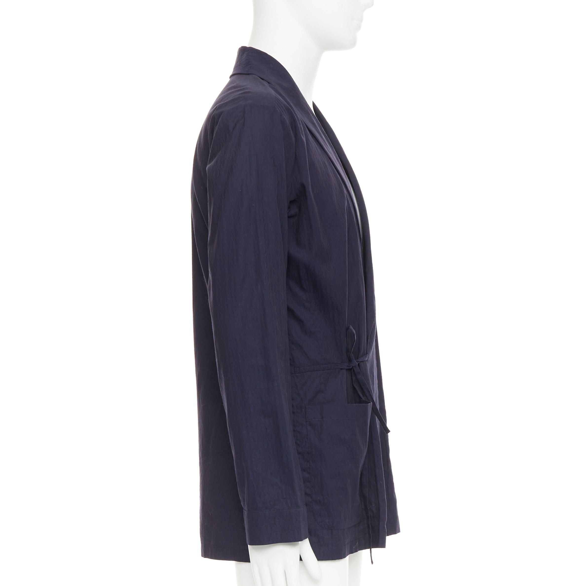 Dries Van Noten DRIES VAN NOTEN navy subtle printed cotton collared kimono overshirt IT44 XS Size US XS / EU 42 / 0 - 4 Thumbnail