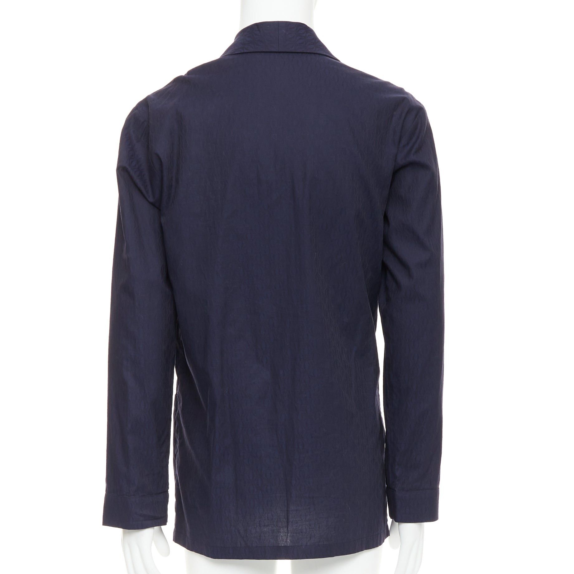 Dries Van Noten DRIES VAN NOTEN navy subtle printed cotton collared kimono overshirt IT44 XS Size US XS / EU 42 / 0 - 5 Thumbnail