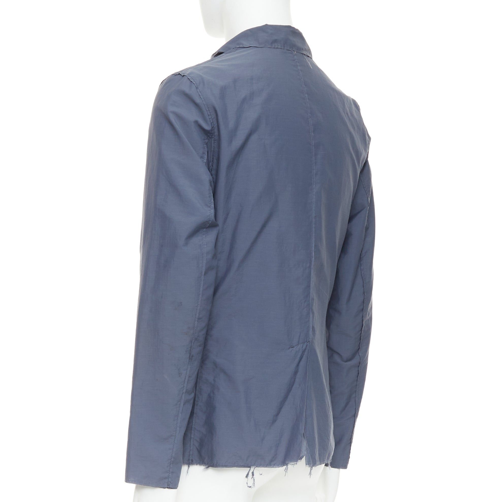 Lanvin LANVIN navy light double layer fabric raw edge casual blazer jacket FR46 S Size 46R - 6 Thumbnail