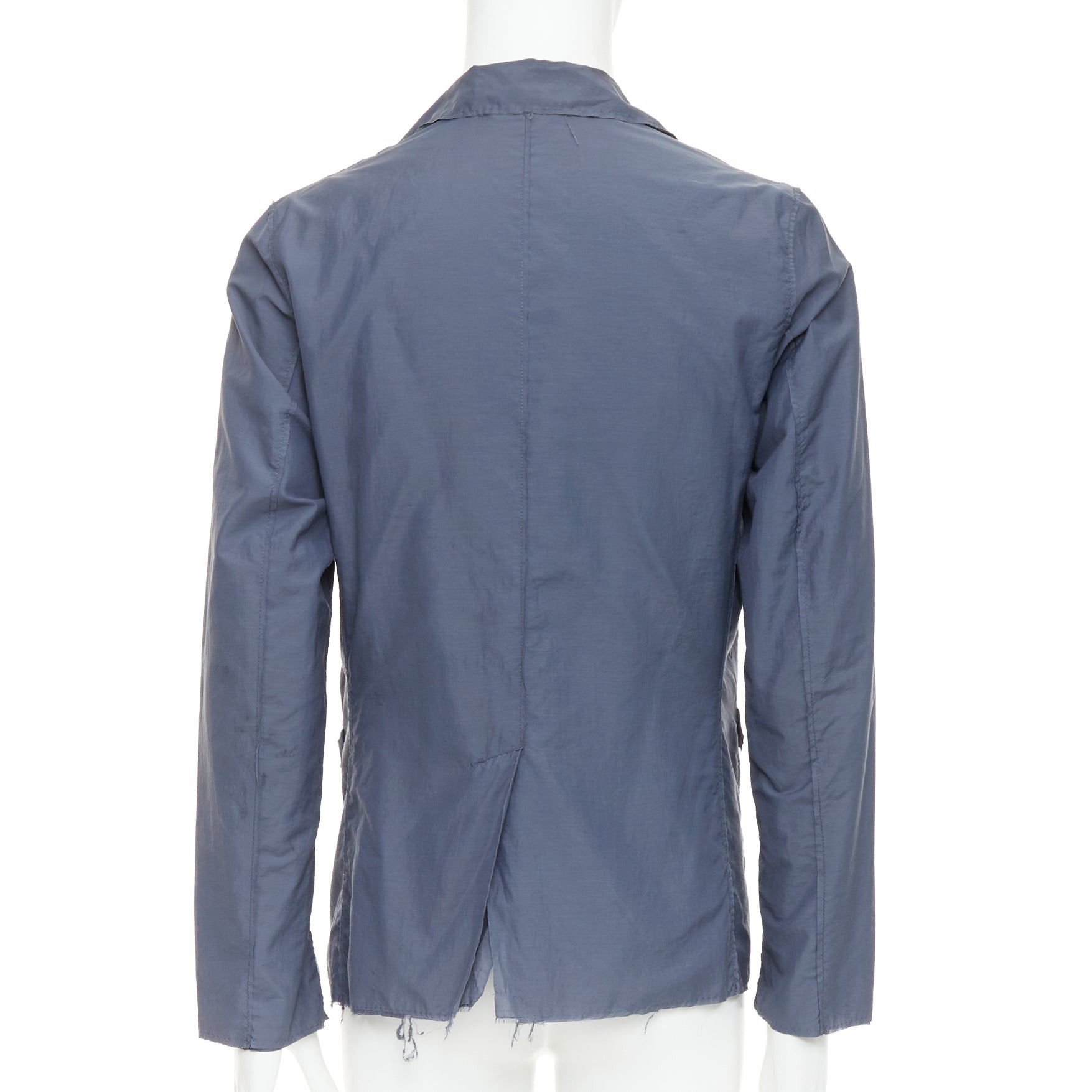 Lanvin LANVIN navy light double layer fabric raw edge casual blazer jacket FR46 S Size 46R - 5 Thumbnail