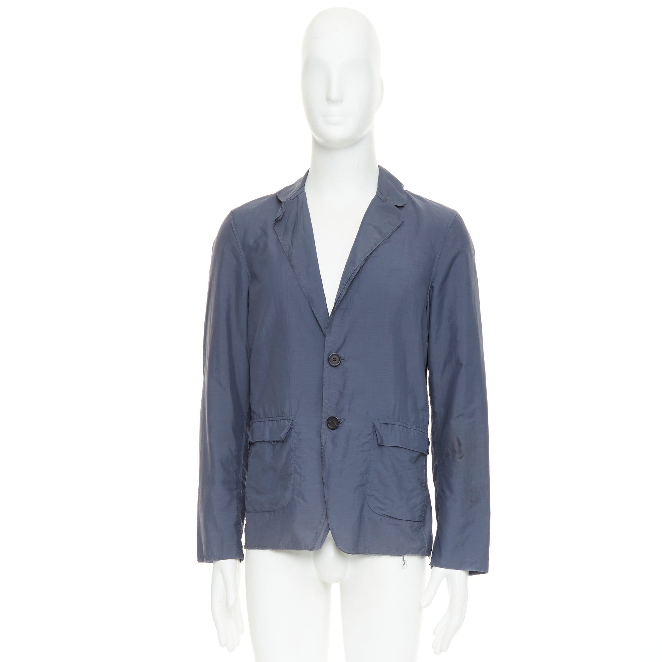 Lanvin LANVIN navy light double layer fabric raw edge casual blazer jacket FR46 S Size 46R - 9 Thumbnail
