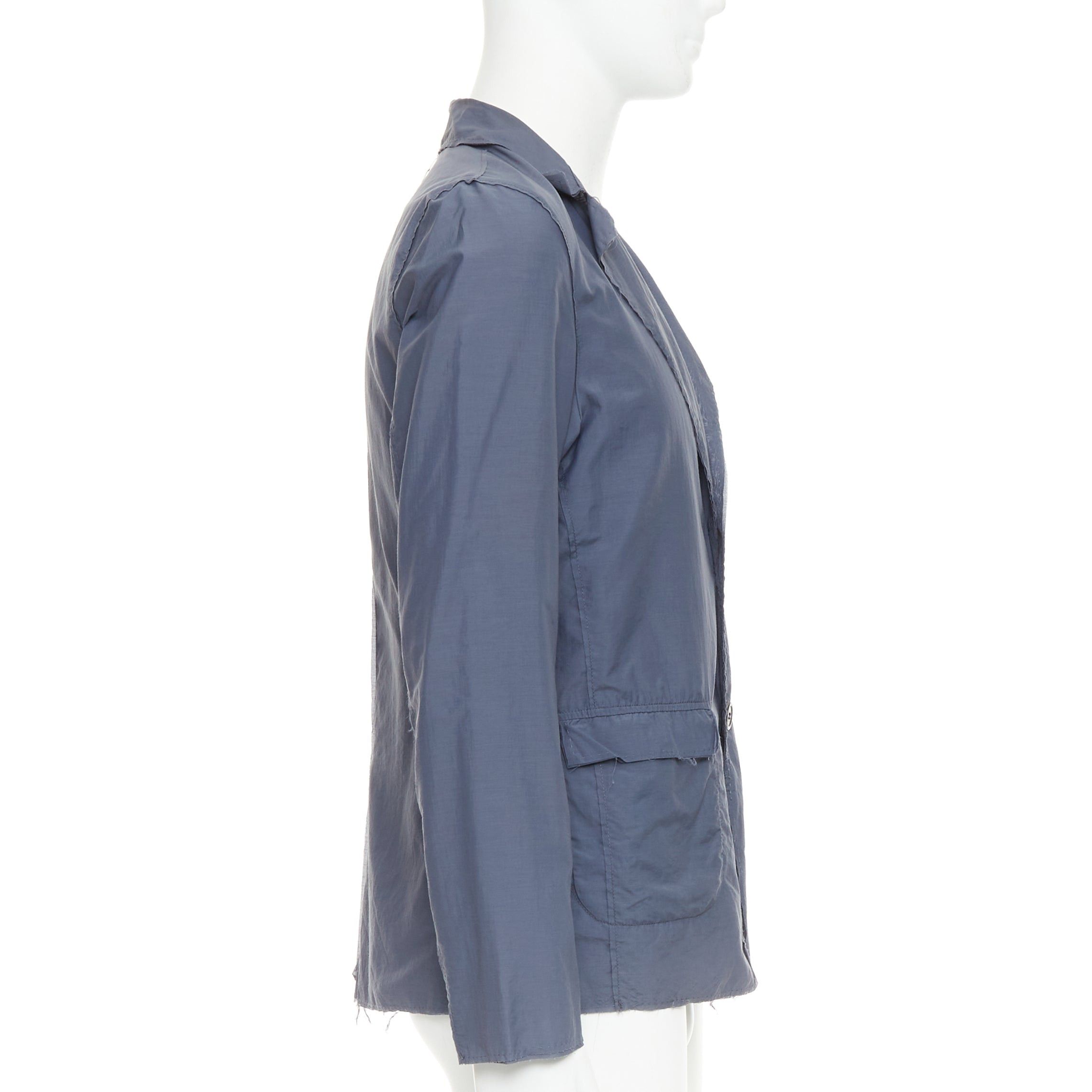 Lanvin LANVIN navy light double layer fabric raw edge casual blazer jacket FR46 S Size 46R - 4 Thumbnail