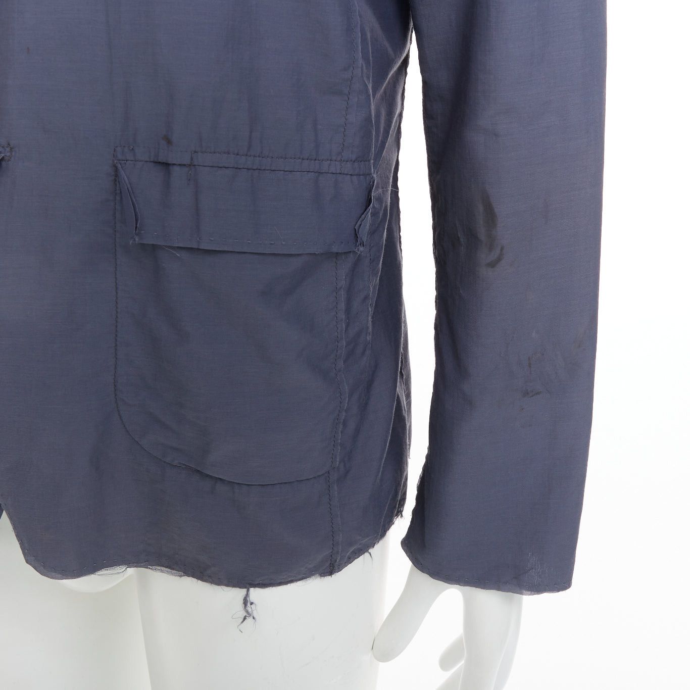 Lanvin LANVIN navy light double layer fabric raw edge casual blazer jacket FR46 S Size 46R - 7 Thumbnail