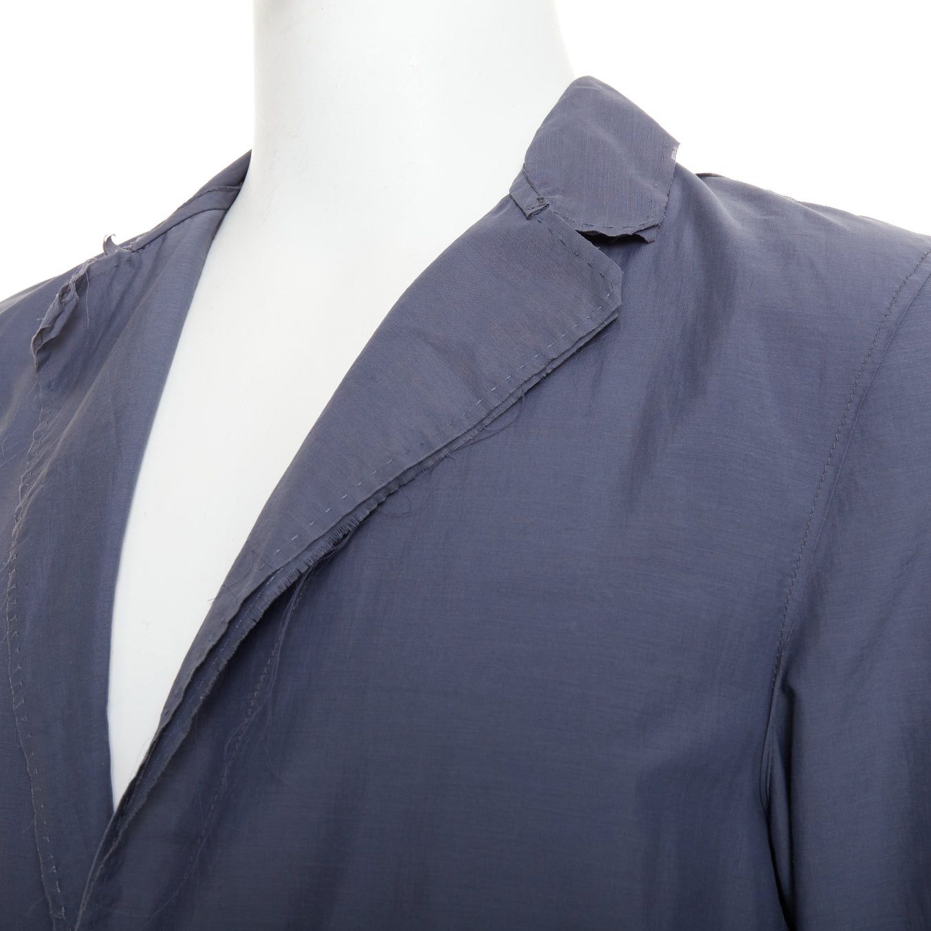 Lanvin LANVIN navy light double layer fabric raw edge casual blazer jacket FR46 S Size 46R - 2 Thumbnail