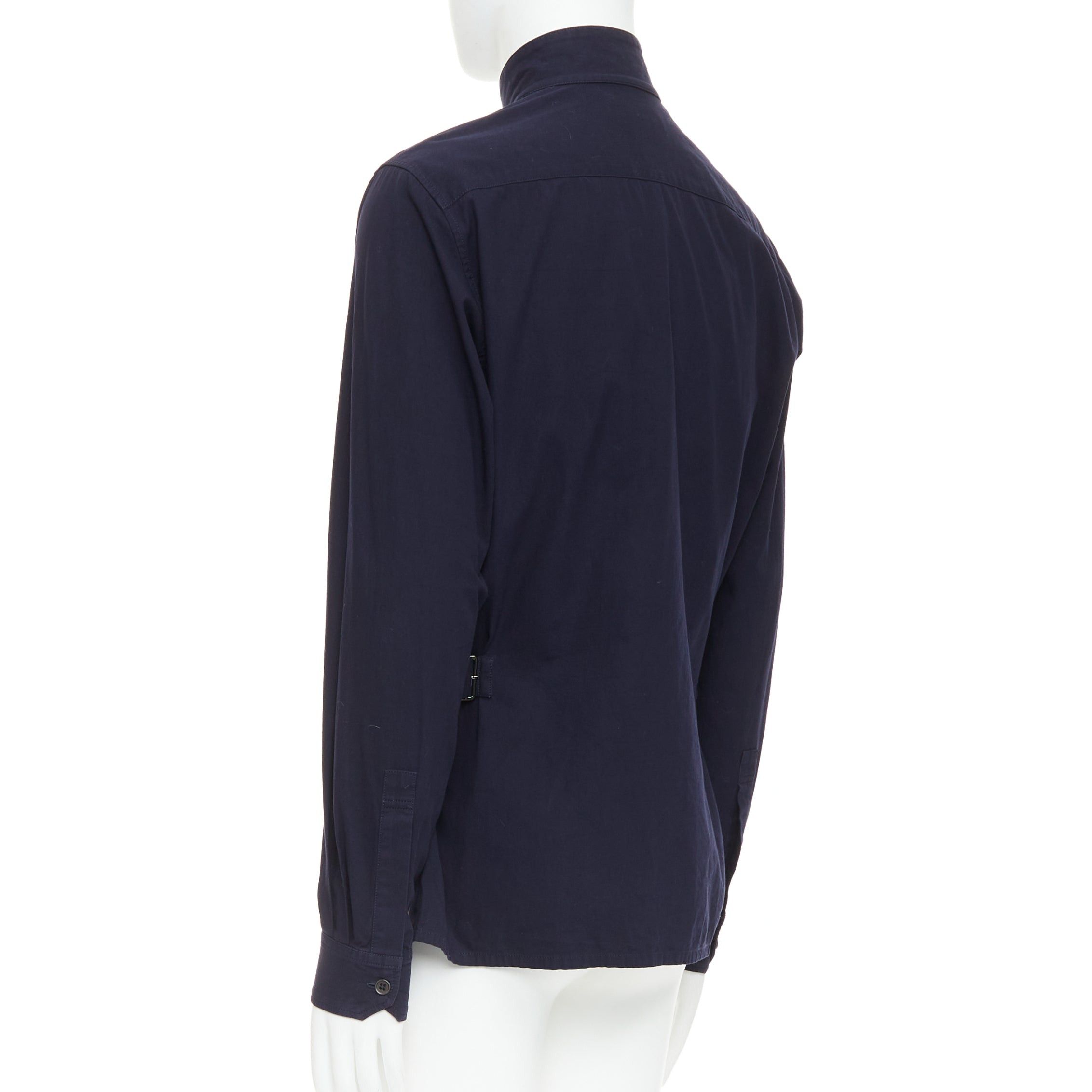 Yohji Yamamoto YOHJI YAMAMOTO HOMME navy hi neck cropped front flap pocketed overshirt JP3 L Size US L / EU 52-54 / 3 - 6 Thumbnail