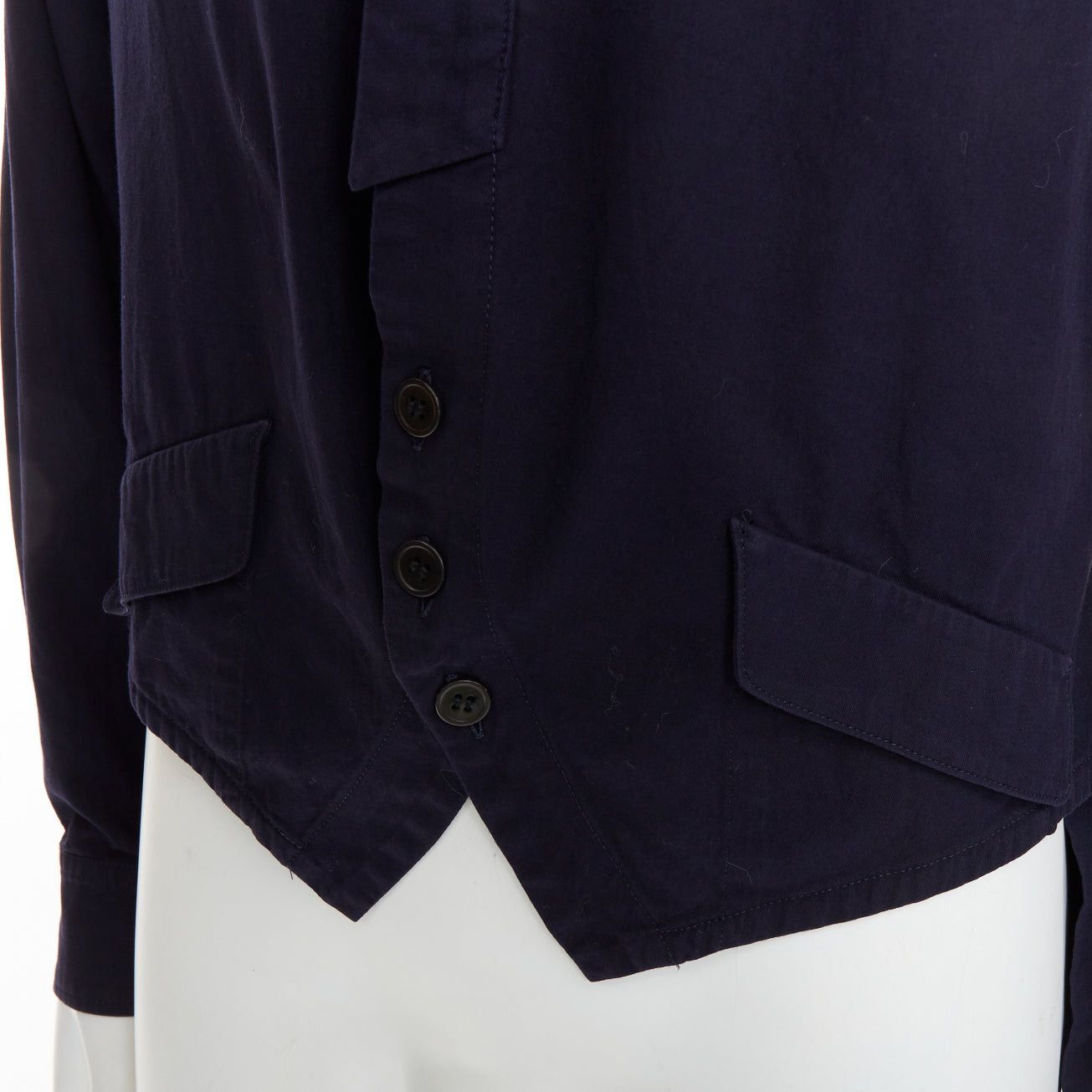 Yohji Yamamoto YOHJI YAMAMOTO HOMME navy hi neck cropped front flap pocketed overshirt JP3 L Size US L / EU 52-54 / 3 - 7 Thumbnail