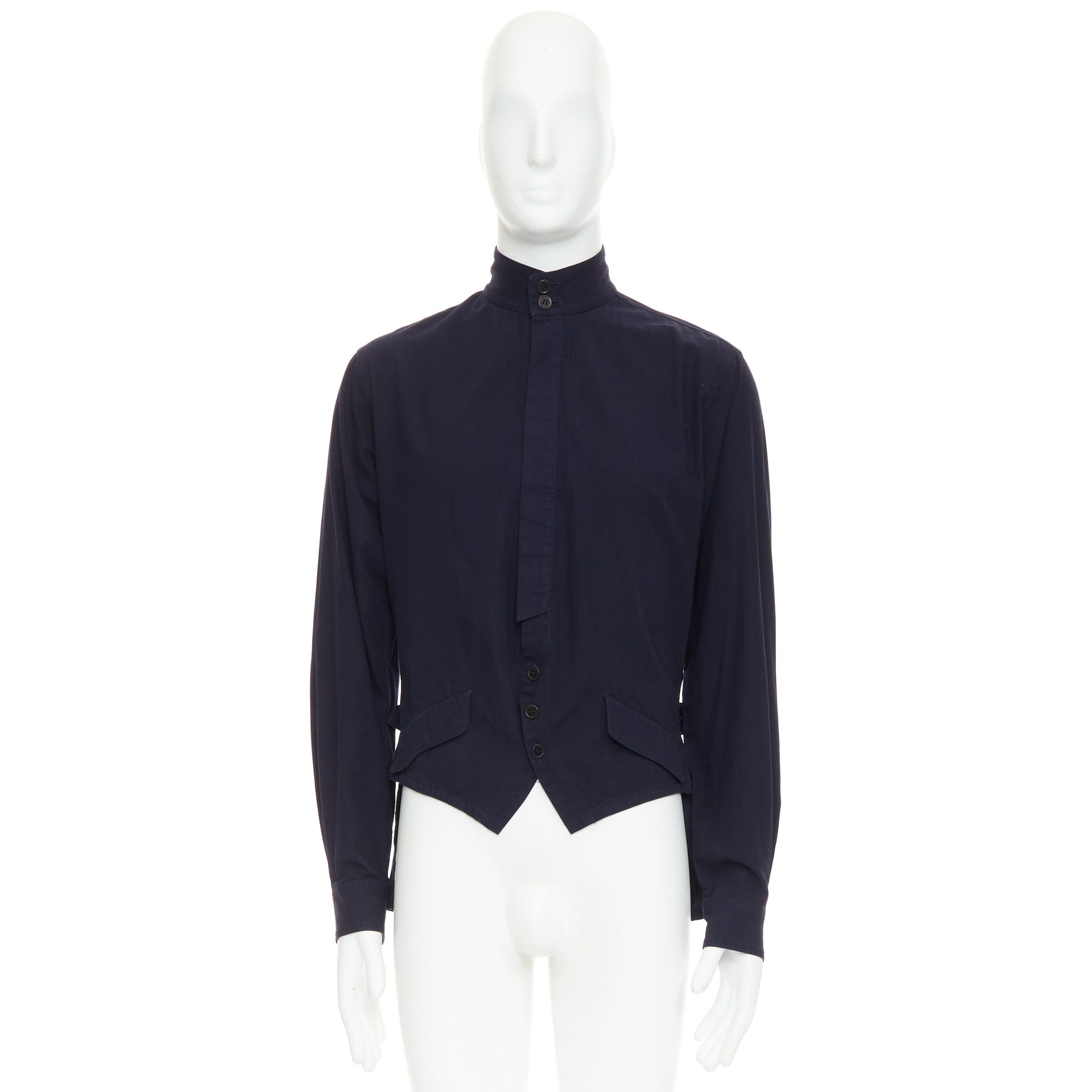 Yohji Yamamoto YOHJI YAMAMOTO HOMME navy hi neck cropped front flap pocketed overshirt JP3 L Size US L / EU 52-54 / 3 - 9 Thumbnail