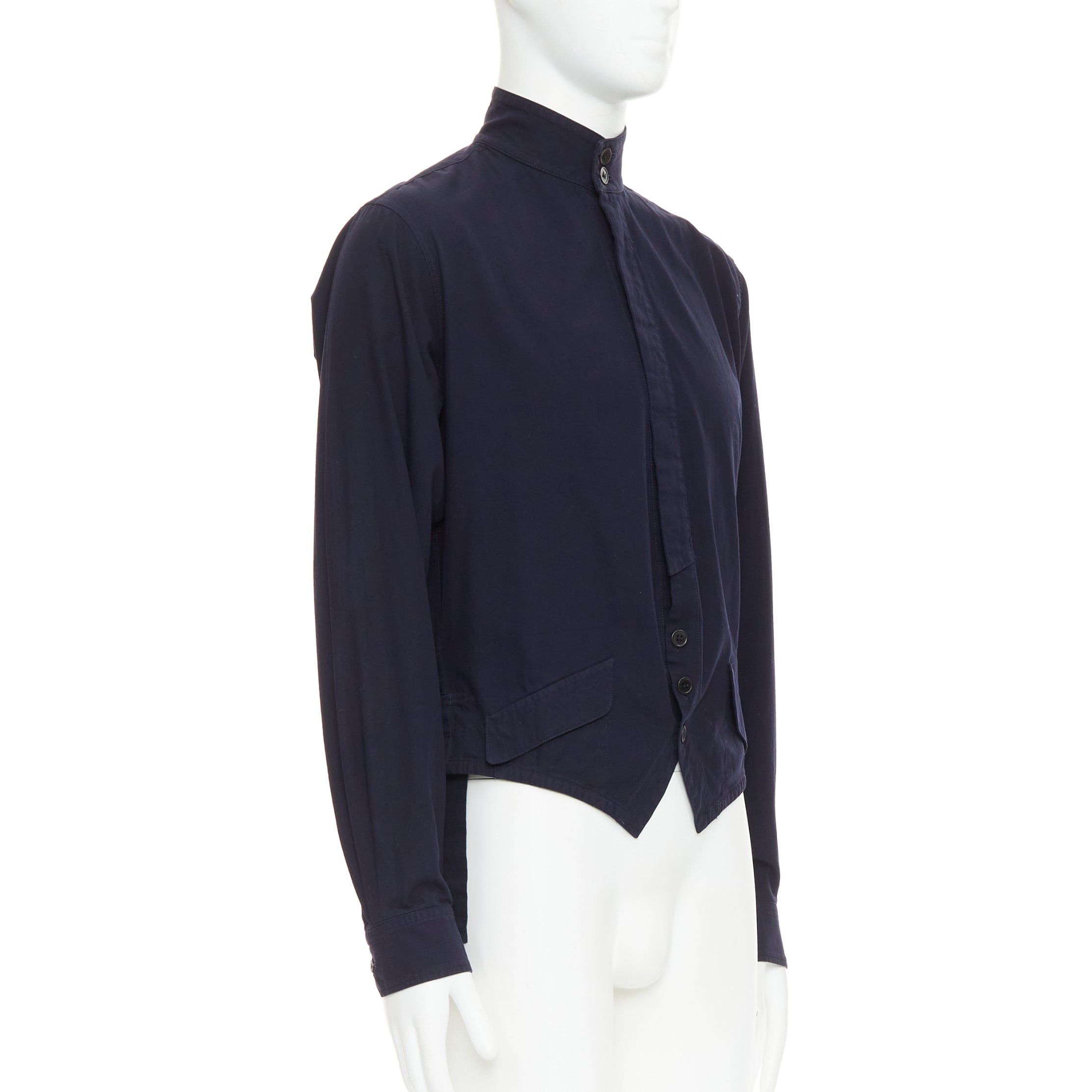 Yohji Yamamoto YOHJI YAMAMOTO HOMME navy hi neck cropped front flap pocketed overshirt JP3 L Size US L / EU 52-54 / 3 - 3 Thumbnail