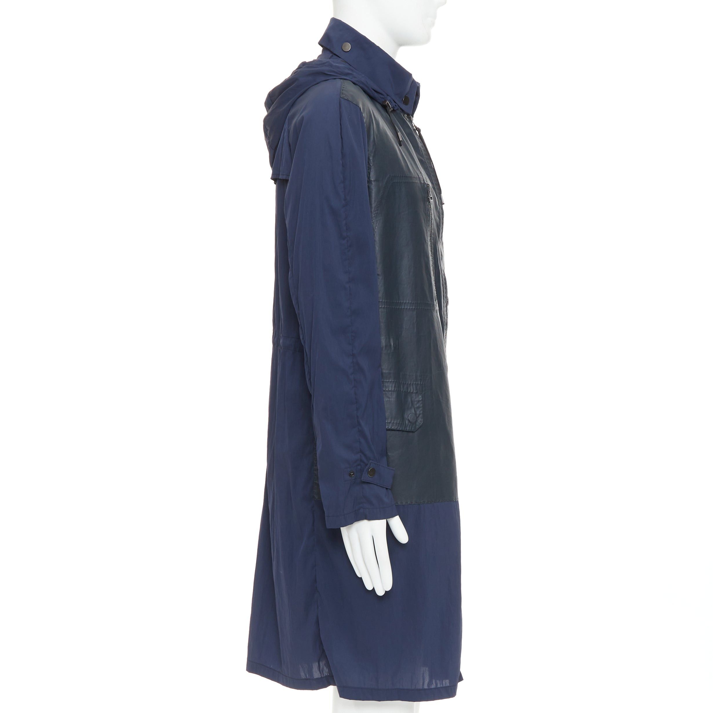 Lanvin LANVIN black leather panels navy lightweight nylon anorak coat FR48 M Size US M / EU 48-50 / 2 - 5 Thumbnail