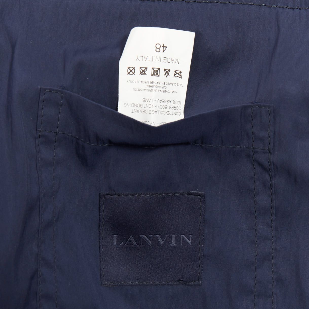 Lanvin LANVIN black leather panels navy lightweight nylon anorak coat FR48 M Size US M / EU 48-50 / 2 - 9 Thumbnail