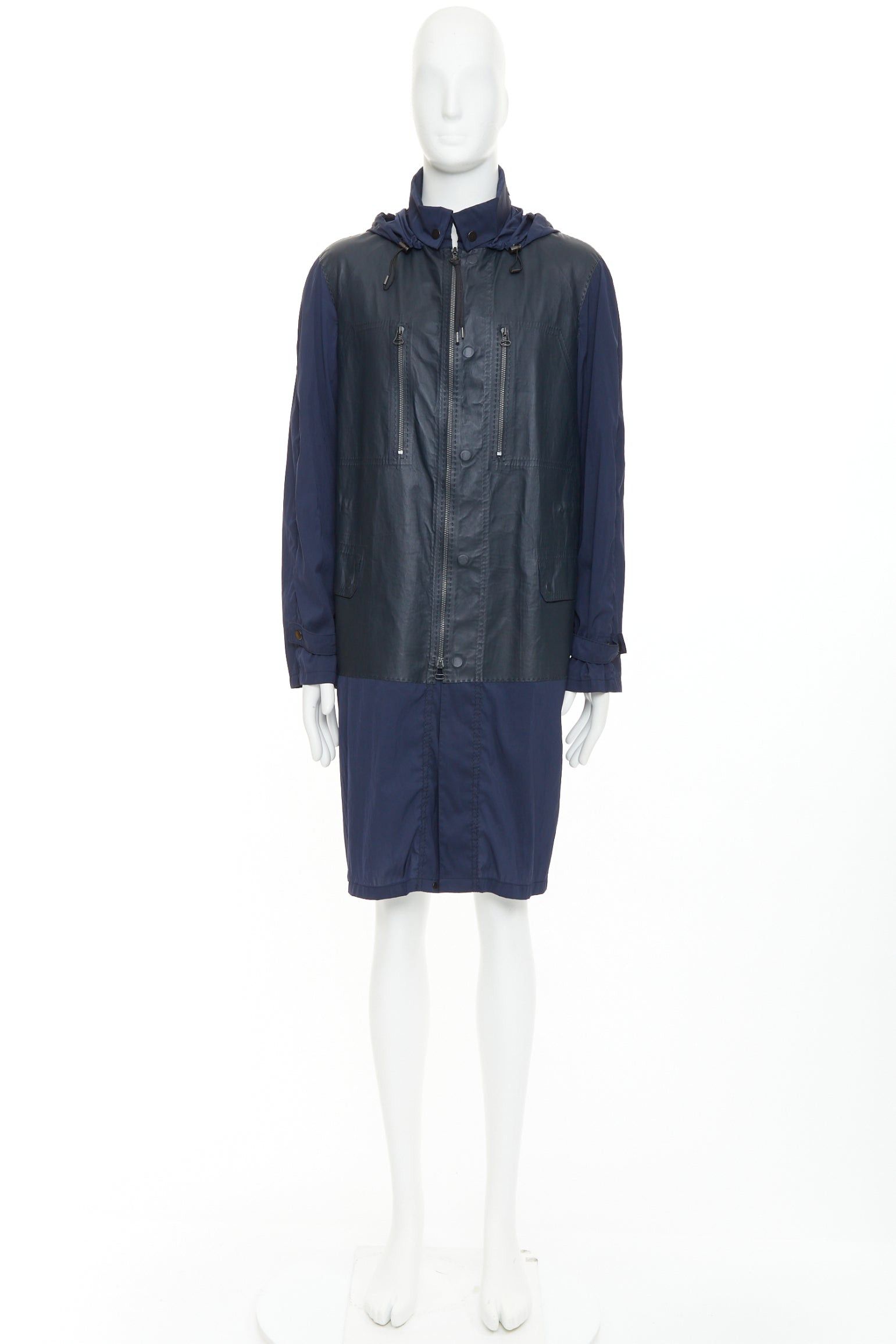 Lanvin LANVIN black leather panels navy lightweight nylon anorak coat FR48 M Size US M / EU 48-50 / 2 - 10 Thumbnail