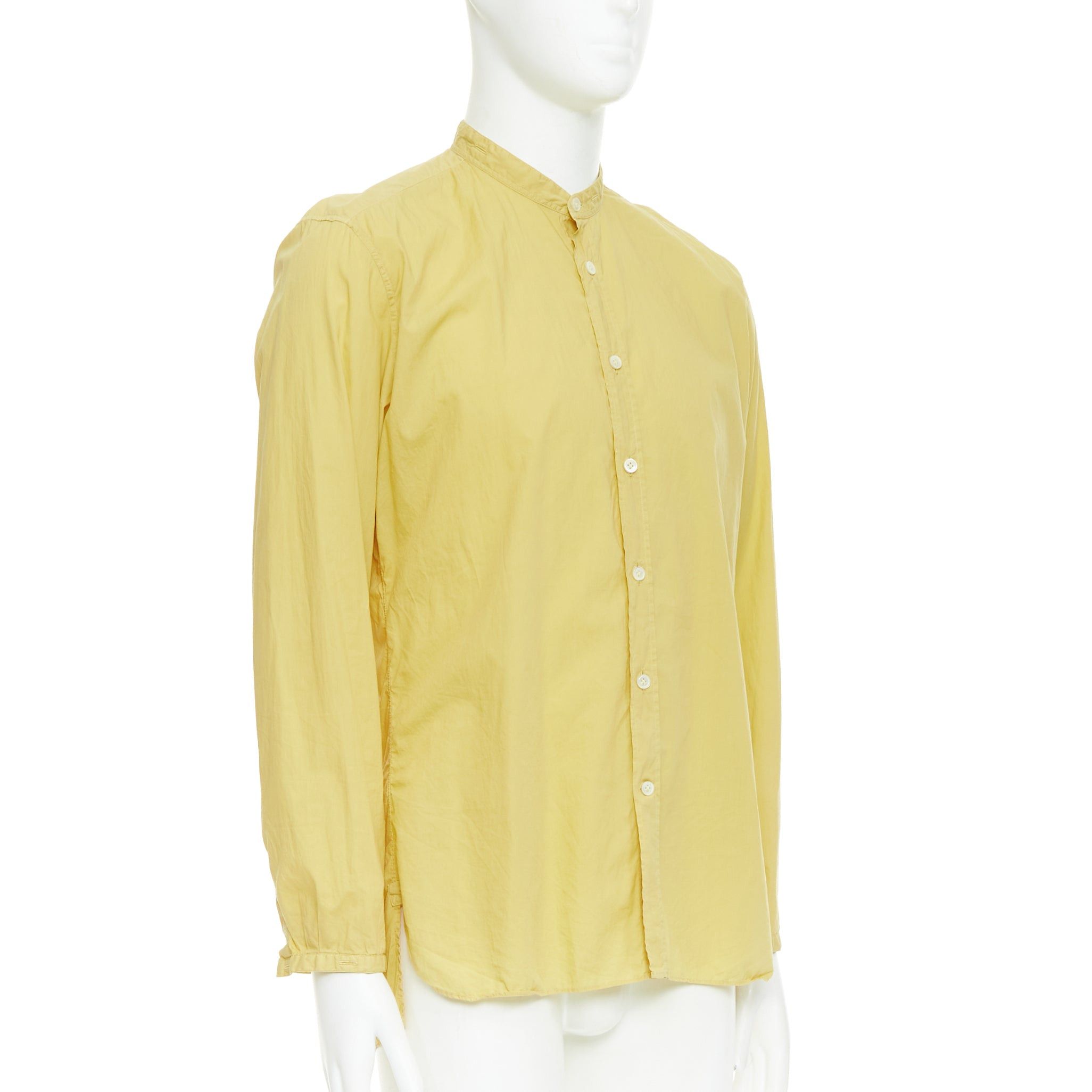 Lanvin LANVIN butter yellow cotton bishop collar button up dress shirt EU40 L Size US L / EU 52-54 / 3 - 3 Thumbnail