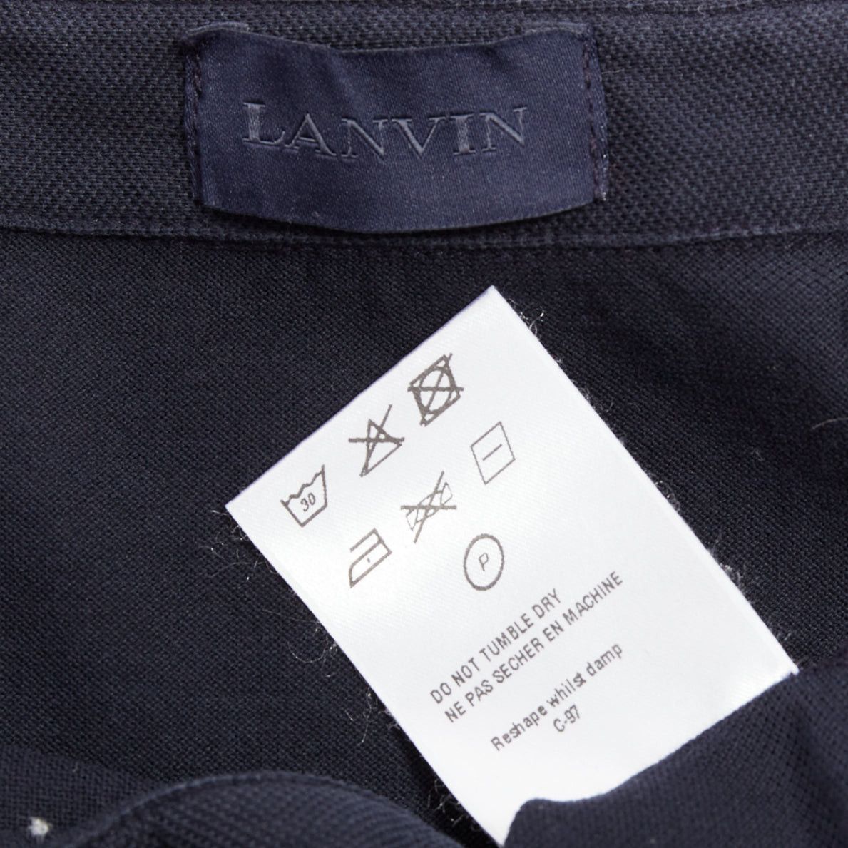 Lanvin LANVIN navy cotton black grosgrain collar trim short polo shirt M Size US M / EU 48-50 / 2 - 8 Thumbnail