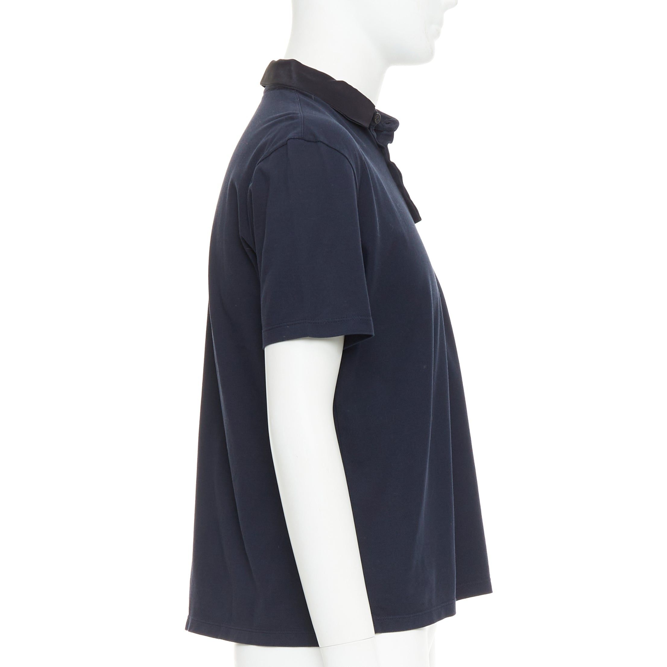 Lanvin LANVIN navy cotton black grosgrain collar trim short polo shirt M Size US M / EU 48-50 / 2 - 4 Thumbnail