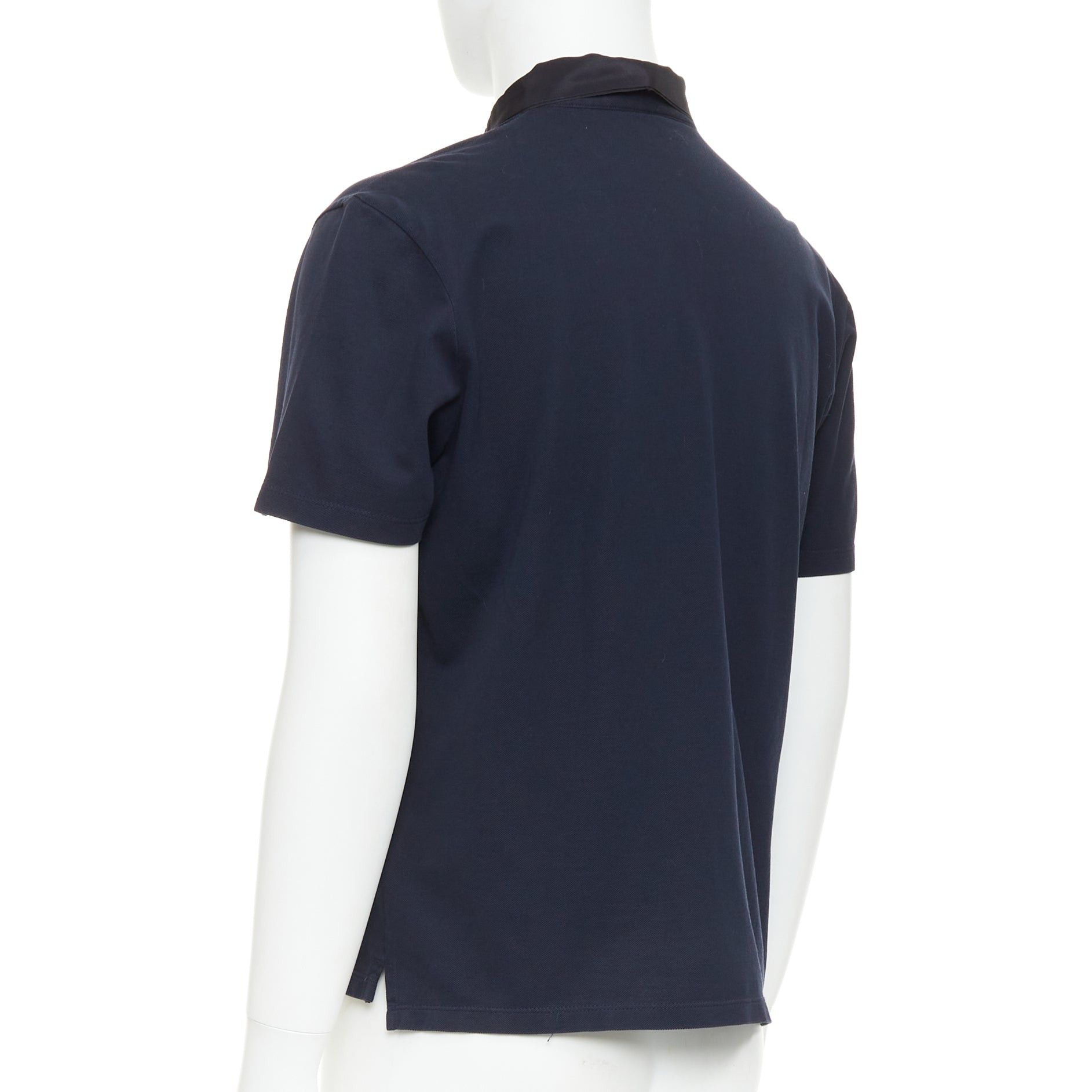 Lanvin LANVIN navy cotton black grosgrain collar trim short polo shirt M Size US M / EU 48-50 / 2 - 6 Thumbnail