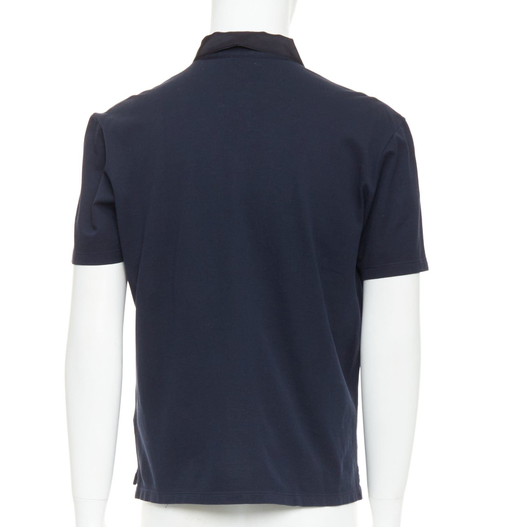 Lanvin LANVIN navy cotton black grosgrain collar trim short polo shirt M Size US M / EU 48-50 / 2 - 5 Thumbnail