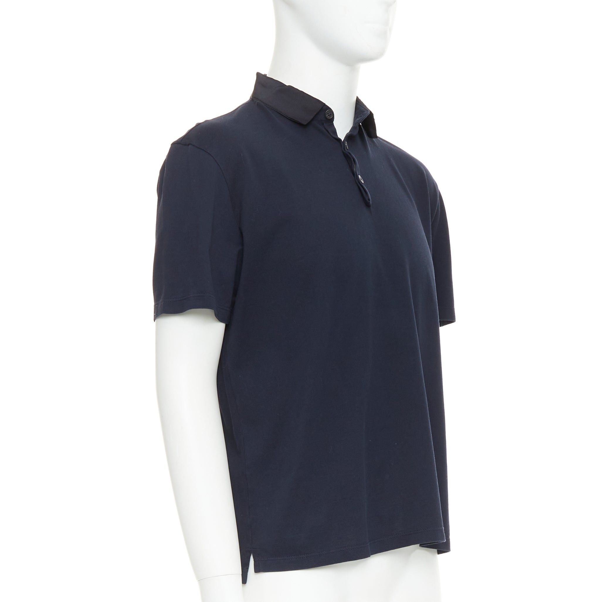 Lanvin LANVIN navy cotton black grosgrain collar trim short polo shirt M Size US M / EU 48-50 / 2 - 3 Thumbnail