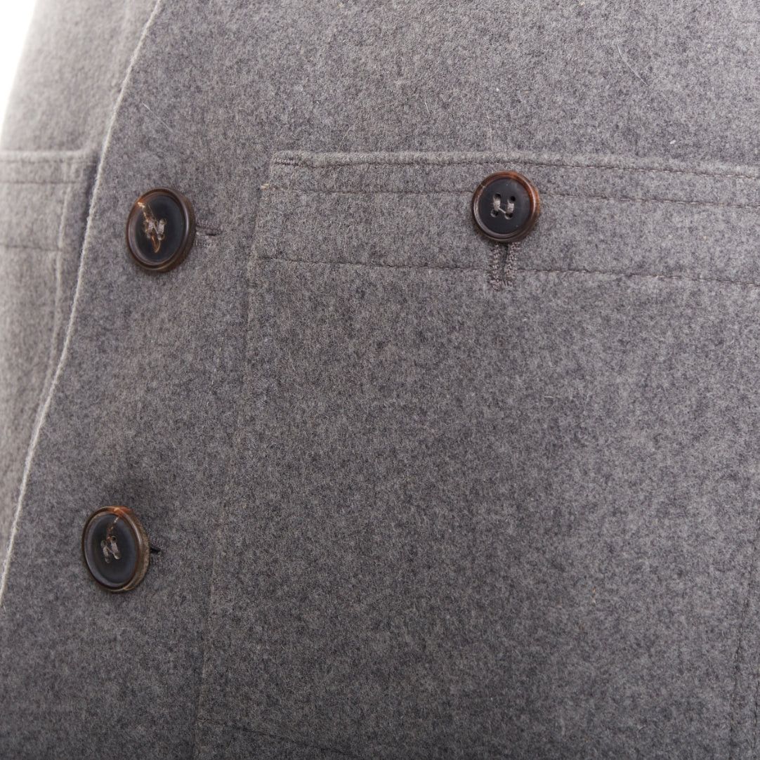 Lemaire LEMAIRE grey 100% virgin wool felt horn buttons pocketed waist coat vest Sz.2 M Size US M / EU 48-50 / 2 - 7 Thumbnail
