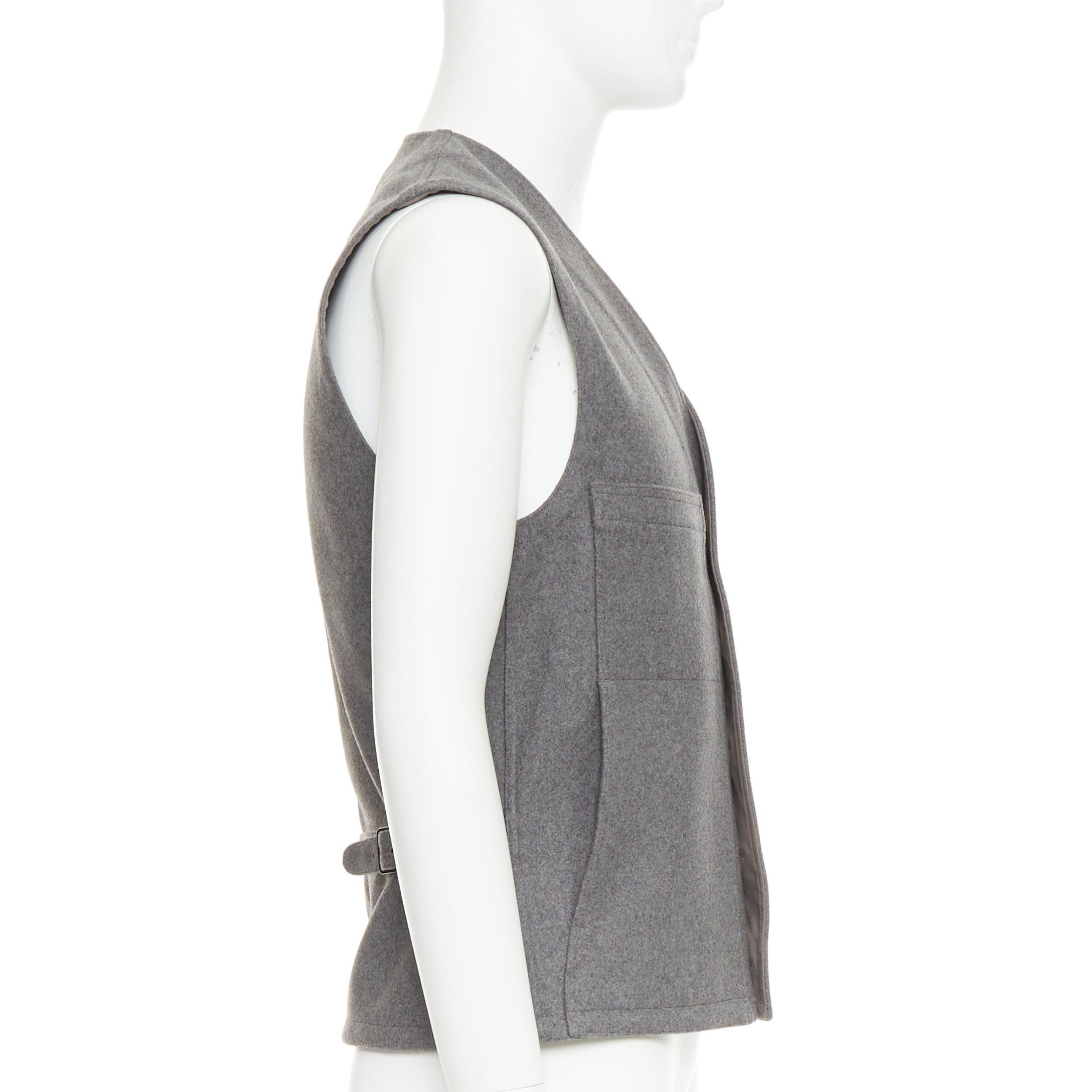Lemaire LEMAIRE grey 100% virgin wool felt horn buttons pocketed waist coat vest Sz.2 M Size US M / EU 48-50 / 2 - 4 Thumbnail