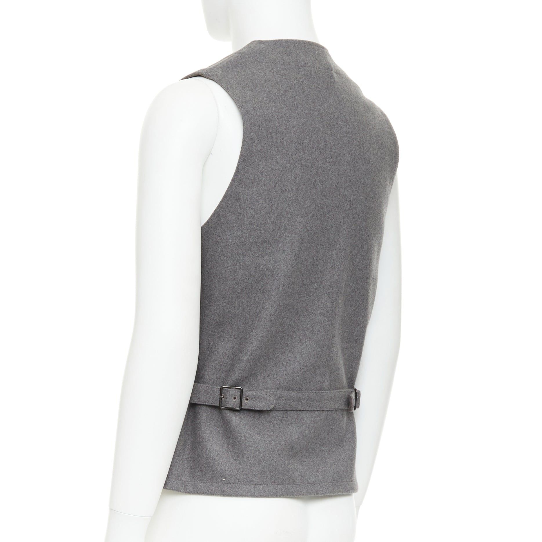 Lemaire LEMAIRE grey 100% virgin wool felt horn buttons pocketed waist coat vest Sz.2 M Size US M / EU 48-50 / 2 - 6 Thumbnail