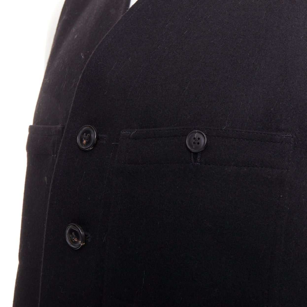 Lemaire LEMAIRE black virgin wool felt horn buttons pocketed waist coat Sz.2 M Size US M / EU 48-50 / 2 - 7 Thumbnail