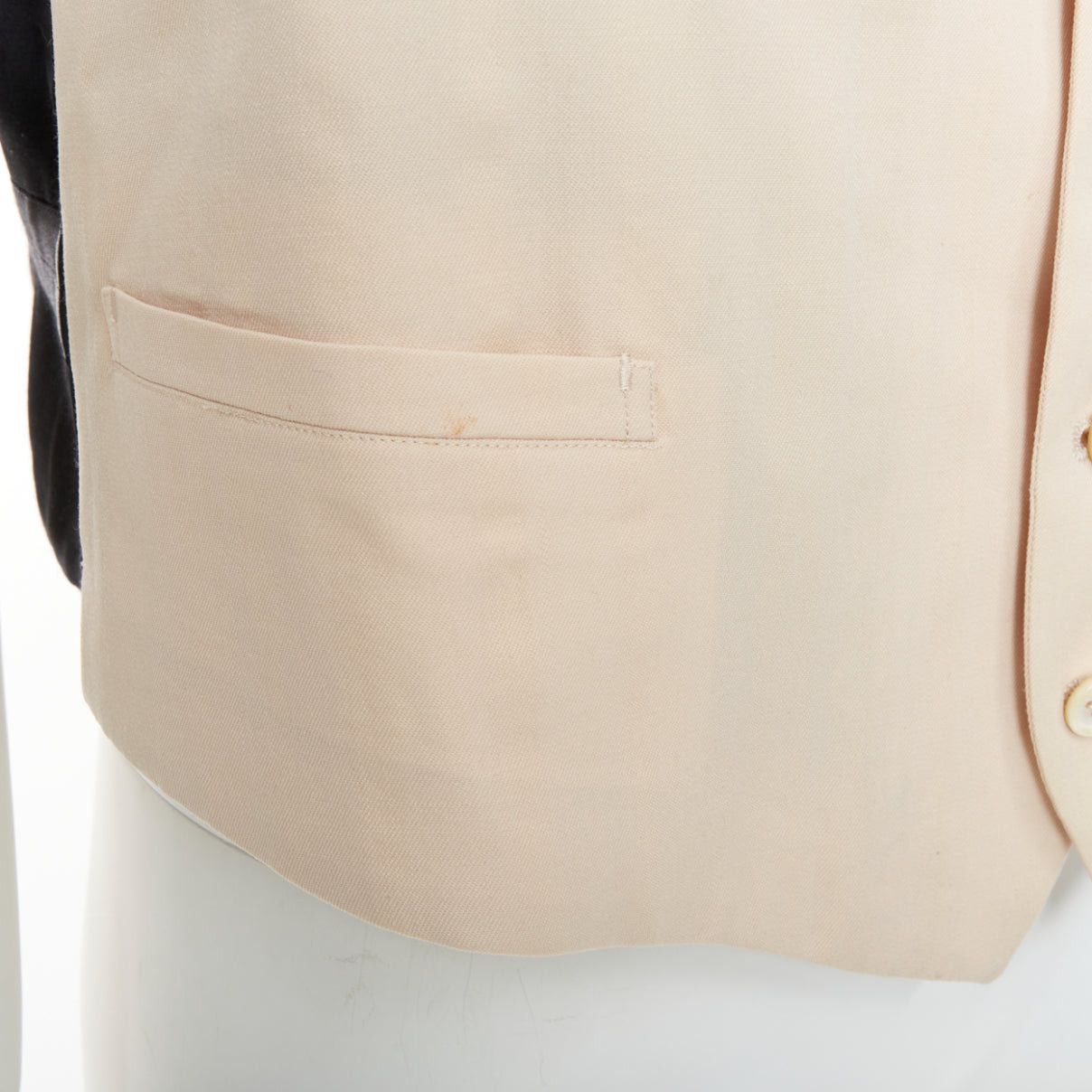 Yohji Yamamoto YOHJI YAMAMOTO HOMME beige wool front black silk blend back waist coat Size US S / EU 44-46 / 1 - 8 Thumbnail
