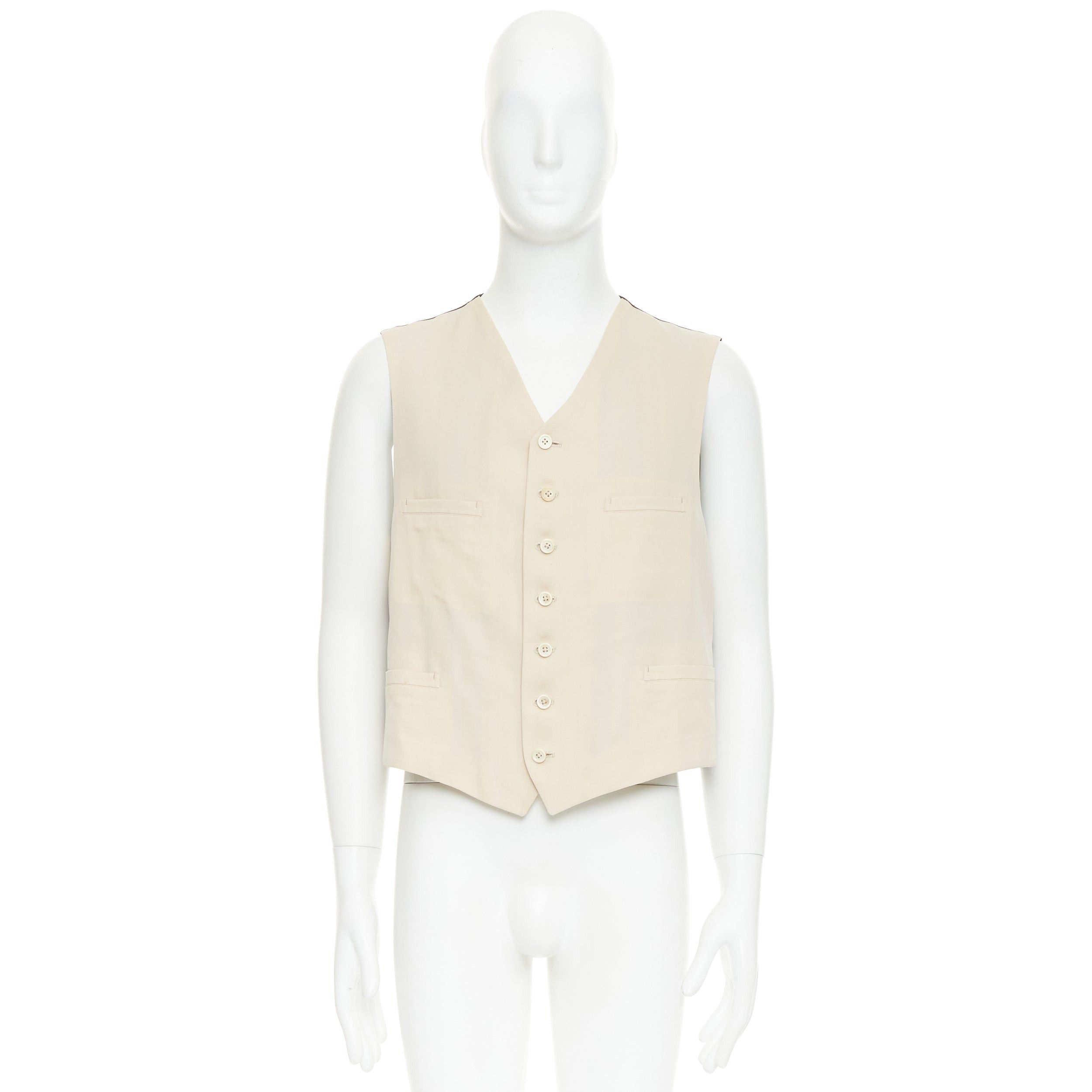 Yohji Yamamoto YOHJI YAMAMOTO HOMME beige wool front black silk blend back waist coat Size US S / EU 44-46 / 1 - 10 Thumbnail