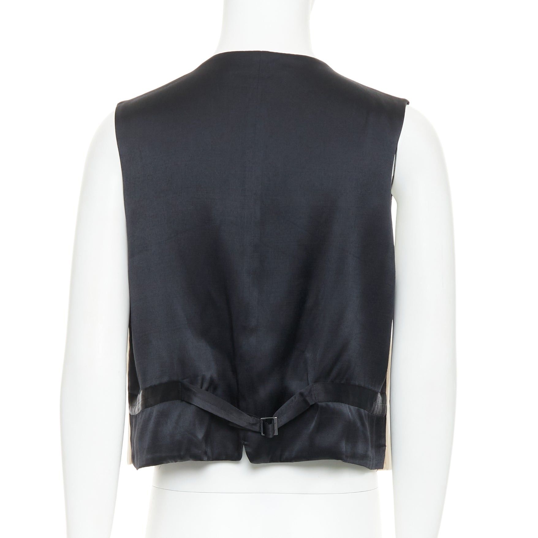 Yohji Yamamoto YOHJI YAMAMOTO HOMME beige wool front black silk blend back waist coat Size US S / EU 44-46 / 1 - 5 Thumbnail