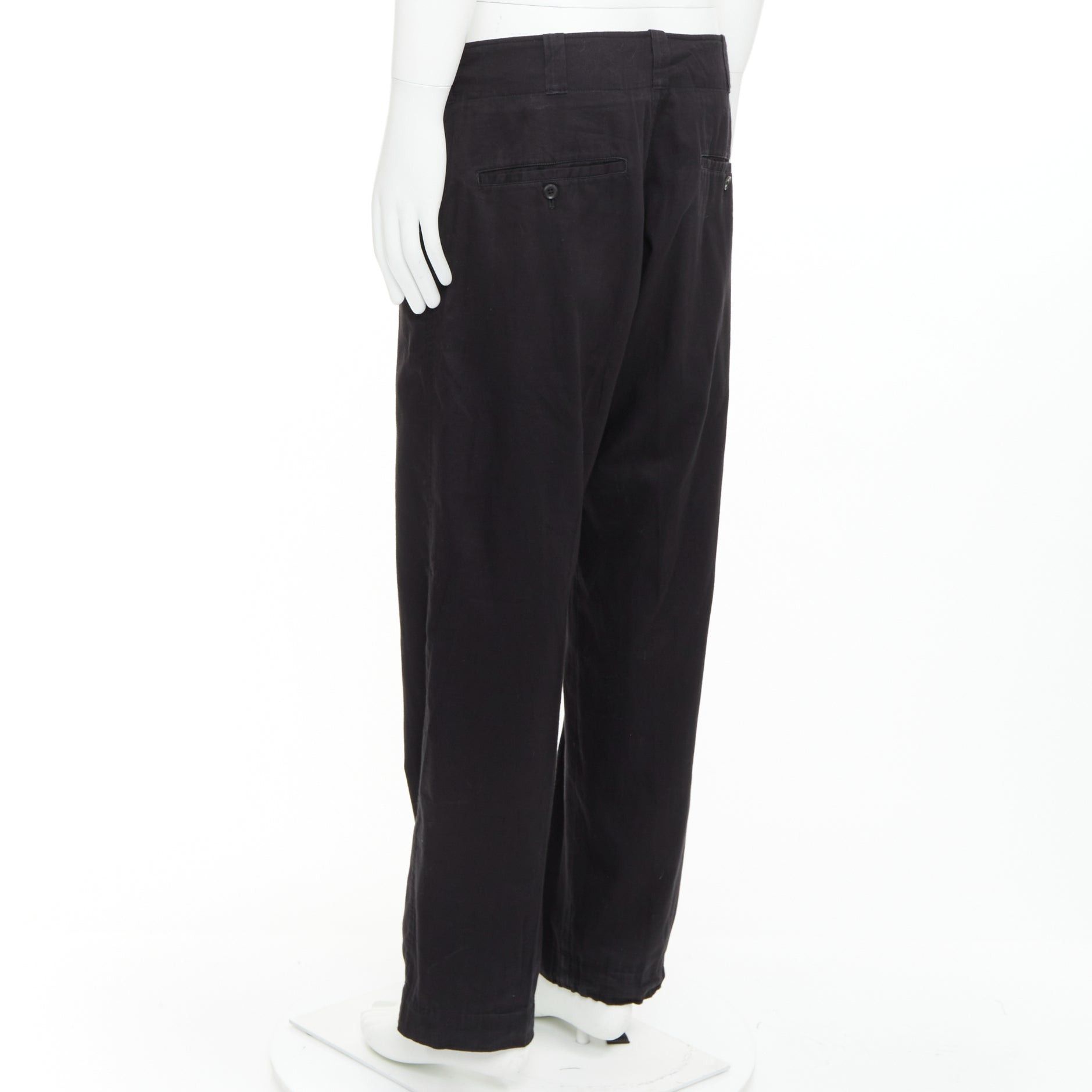 Yohji Yamamoto YOHJI YAMAMOTO HOMME Vintage black cotton zip pocket wide drawstring pants JP4 XL Size US 34 / EU 50 - 6 Thumbnail