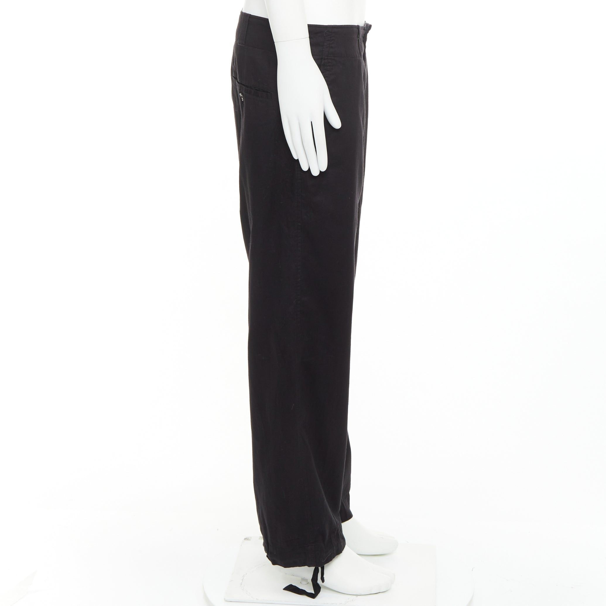 Yohji Yamamoto YOHJI YAMAMOTO HOMME Vintage black cotton zip pocket wide drawstring pants JP4 XL Size US 34 / EU 50 - 4 Thumbnail