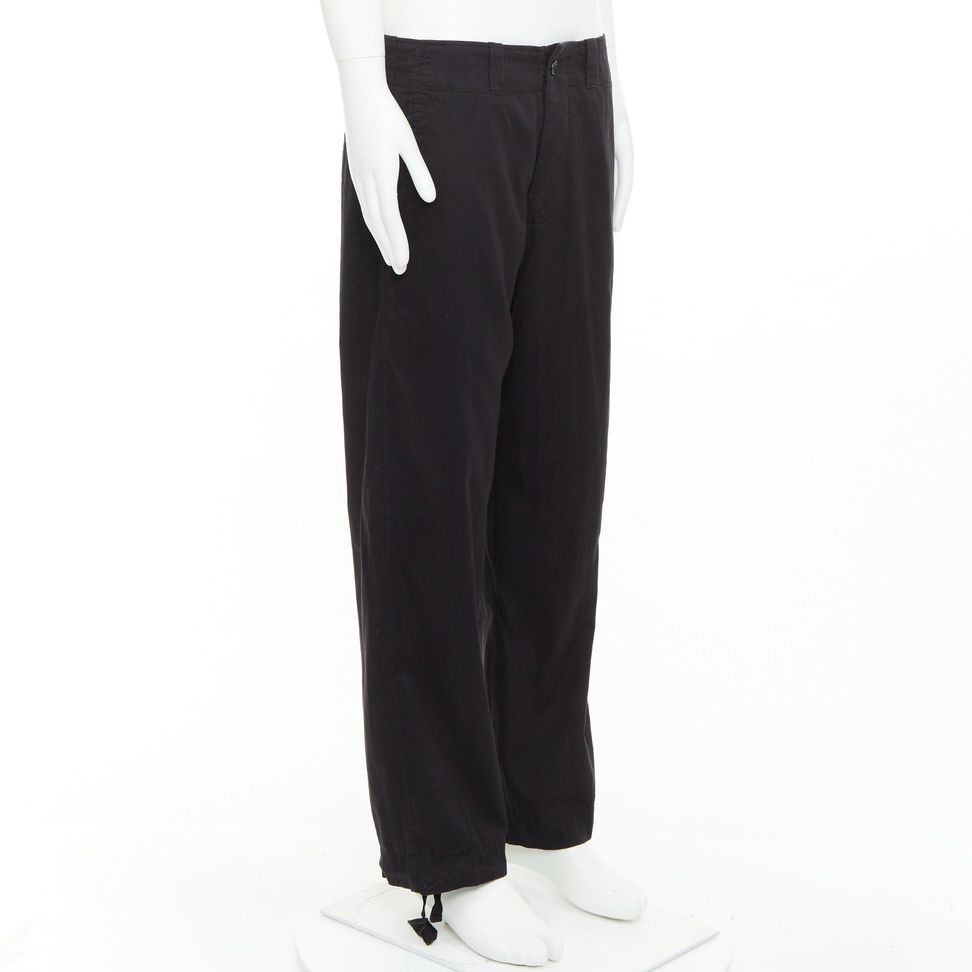 Yohji Yamamoto YOHJI YAMAMOTO HOMME Vintage black cotton zip pocket wide drawstring pants JP4 XL Size US 34 / EU 50 - 3 Thumbnail