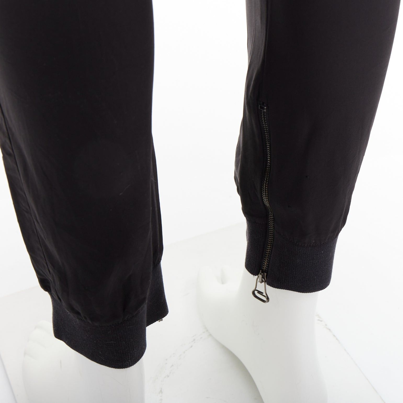 Lanvin LANVIN black silver zip pocket mid waist tapered jogger pants FR46 S Size US 28 / EU 44 - 2 Thumbnail