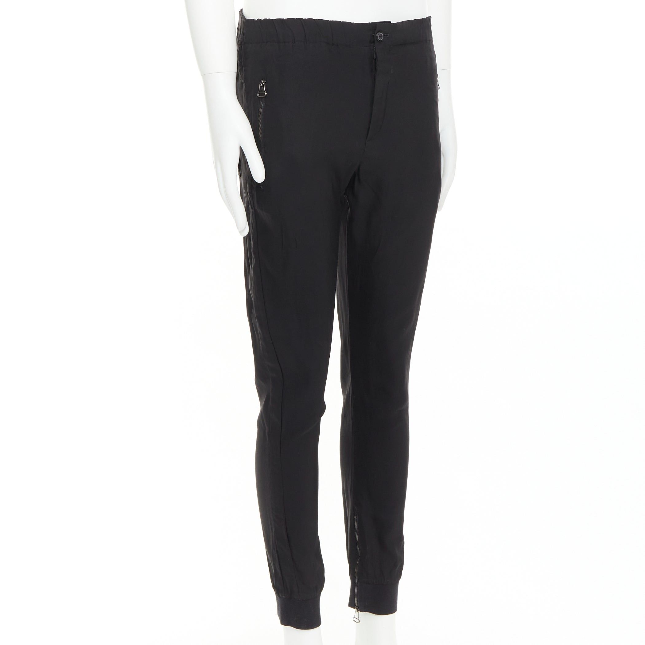Lanvin LANVIN black silver zip pocket mid waist tapered jogger pants FR46 S Size US 28 / EU 44 - 3 Thumbnail