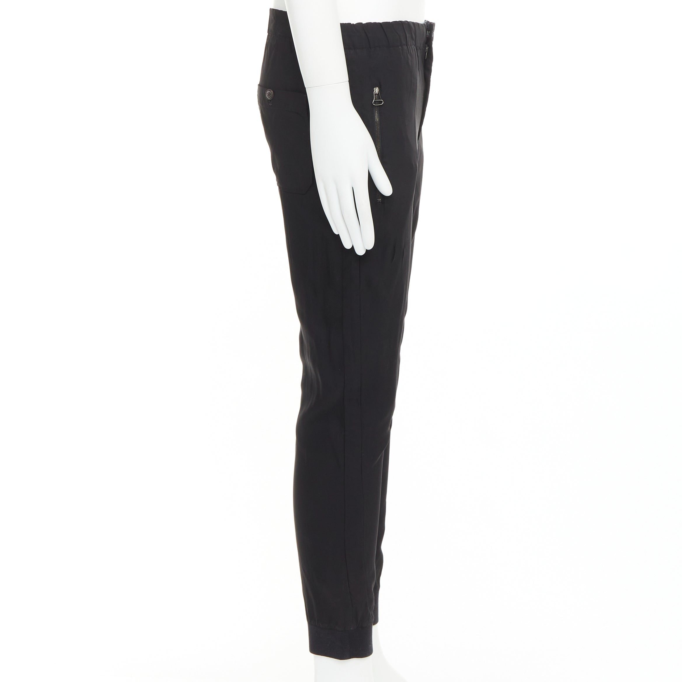 Lanvin LANVIN black silver zip pocket mid waist tapered jogger pants FR46 S Size US 28 / EU 44 - 4 Thumbnail