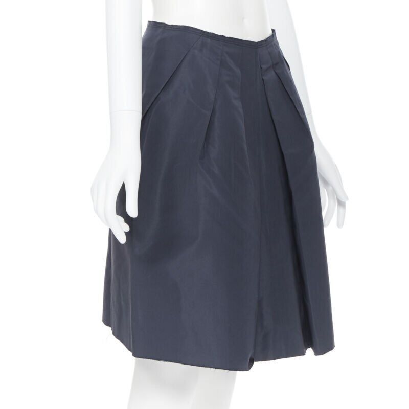 Prada PRADA black cotton pleated front A-lone skirt IT38 27" Size 26" / US 2 / IT 38 - 3 Thumbnail