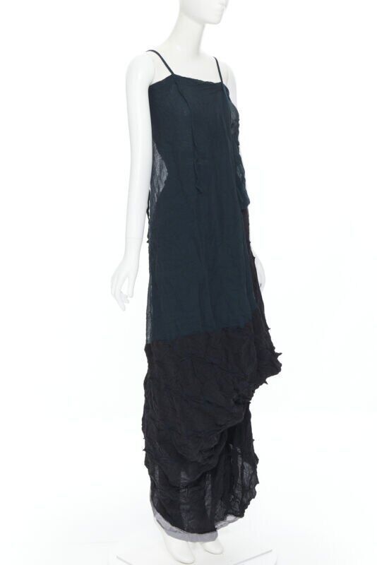 Yohji Yamamoto new YOHJI YAMAMOTO rare 1995 shibori dyed green black deconstructed dress S Size S / US 4 / IT 40 - 4 Thumbnail