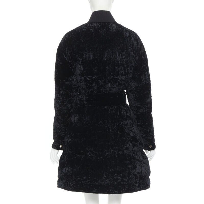 Versus new VERSUS VERSACE embroidery black crushed velvet belted puffer jacket IT38 Size XS / US 0-2 / IT 36-38 - 7 Thumbnail