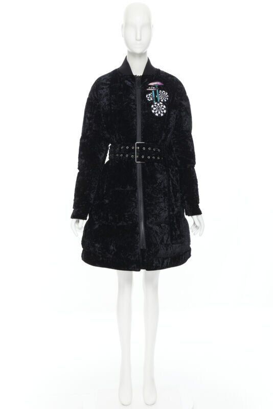 Versus new VERSUS VERSACE embroidery black crushed velvet belted puffer jacket IT38 Size XS / US 0-2 / IT 36-38 - 3 Thumbnail