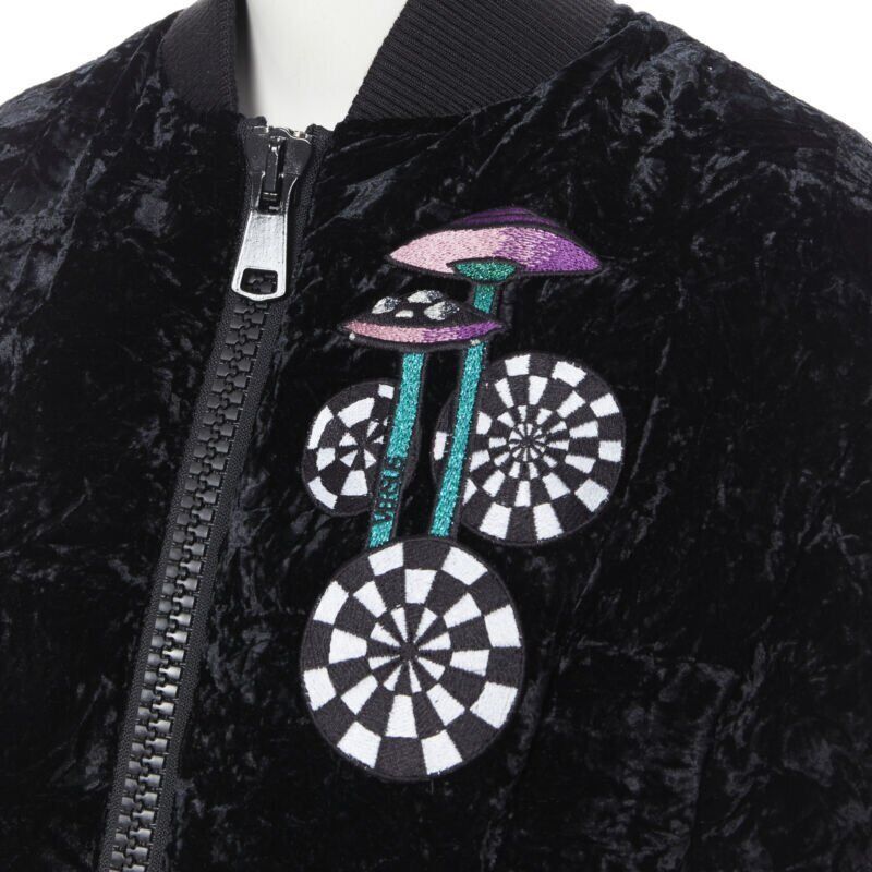 Versus new VERSUS VERSACE embroidery black crushed velvet belted puffer jacket IT38 Size XS / US 0-2 / IT 36-38 - 9 Thumbnail