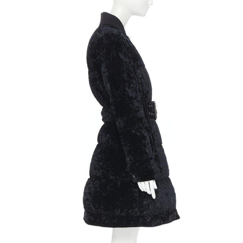 Versus new VERSUS VERSACE embroidery black crushed velvet belted puffer jacket IT38 Size XS / US 0-2 / IT 36-38 - 6 Thumbnail