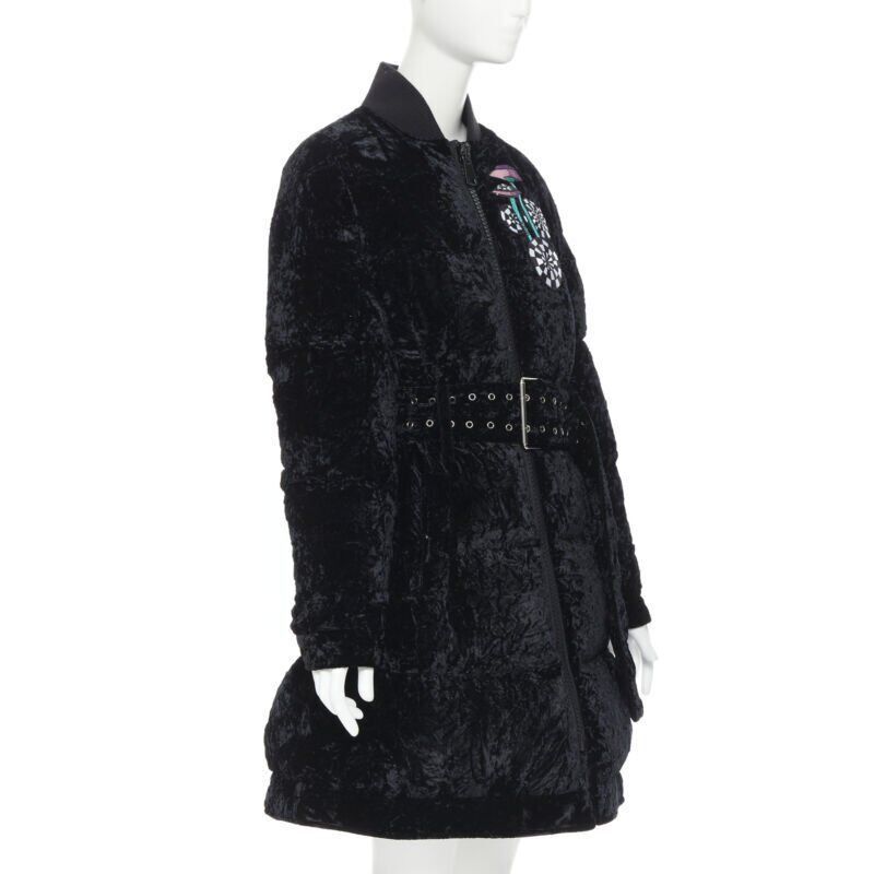 Versus new VERSUS VERSACE embroidery black crushed velvet belted puffer jacket IT38 Size XS / US 0-2 / IT 36-38 - 5 Thumbnail