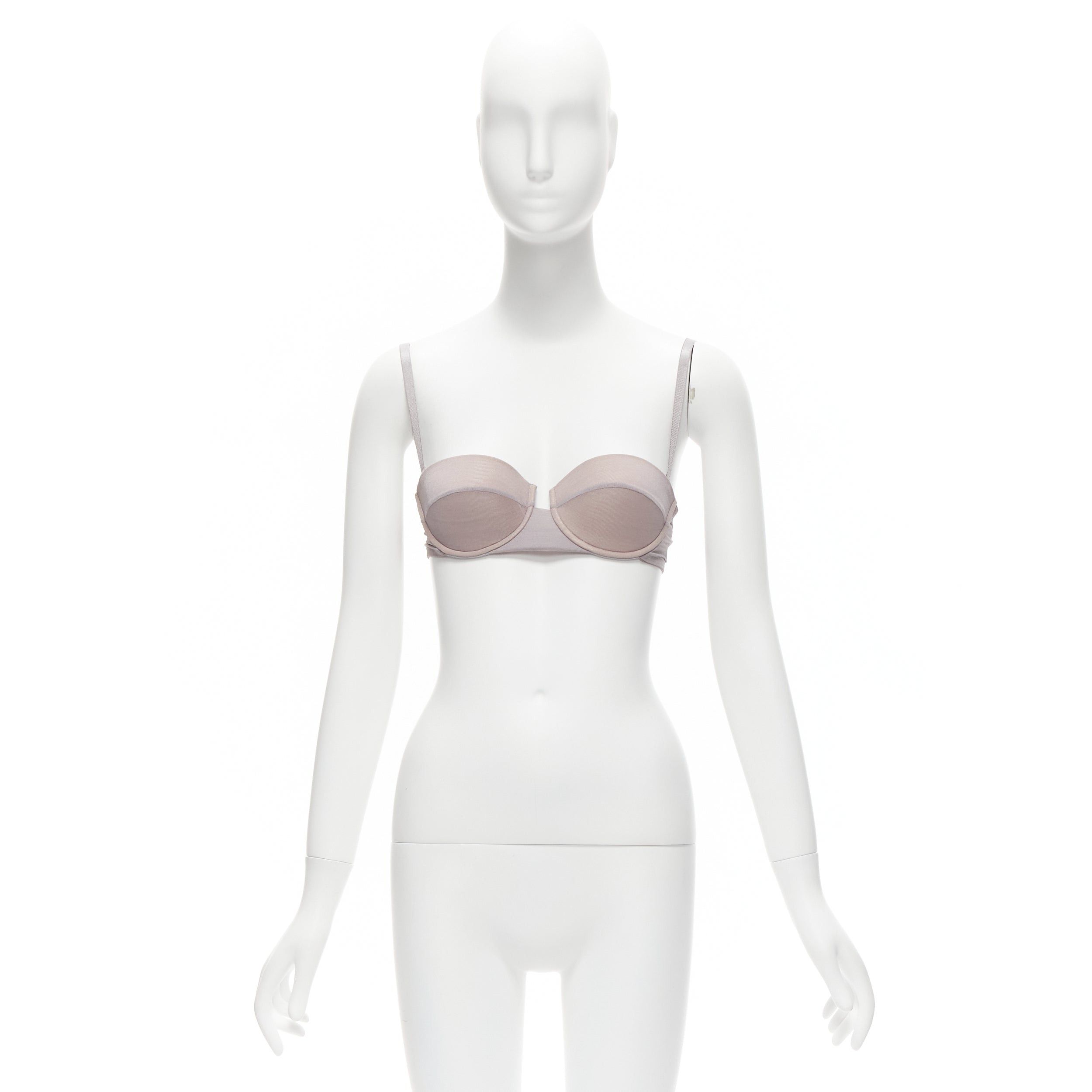 Gucci GUCCI Tom Ford 2001 Vintage grey nude mesh 3D cut cup fashion bra M Size M / US 6-8 / IT 42-44 - 9 Thumbnail