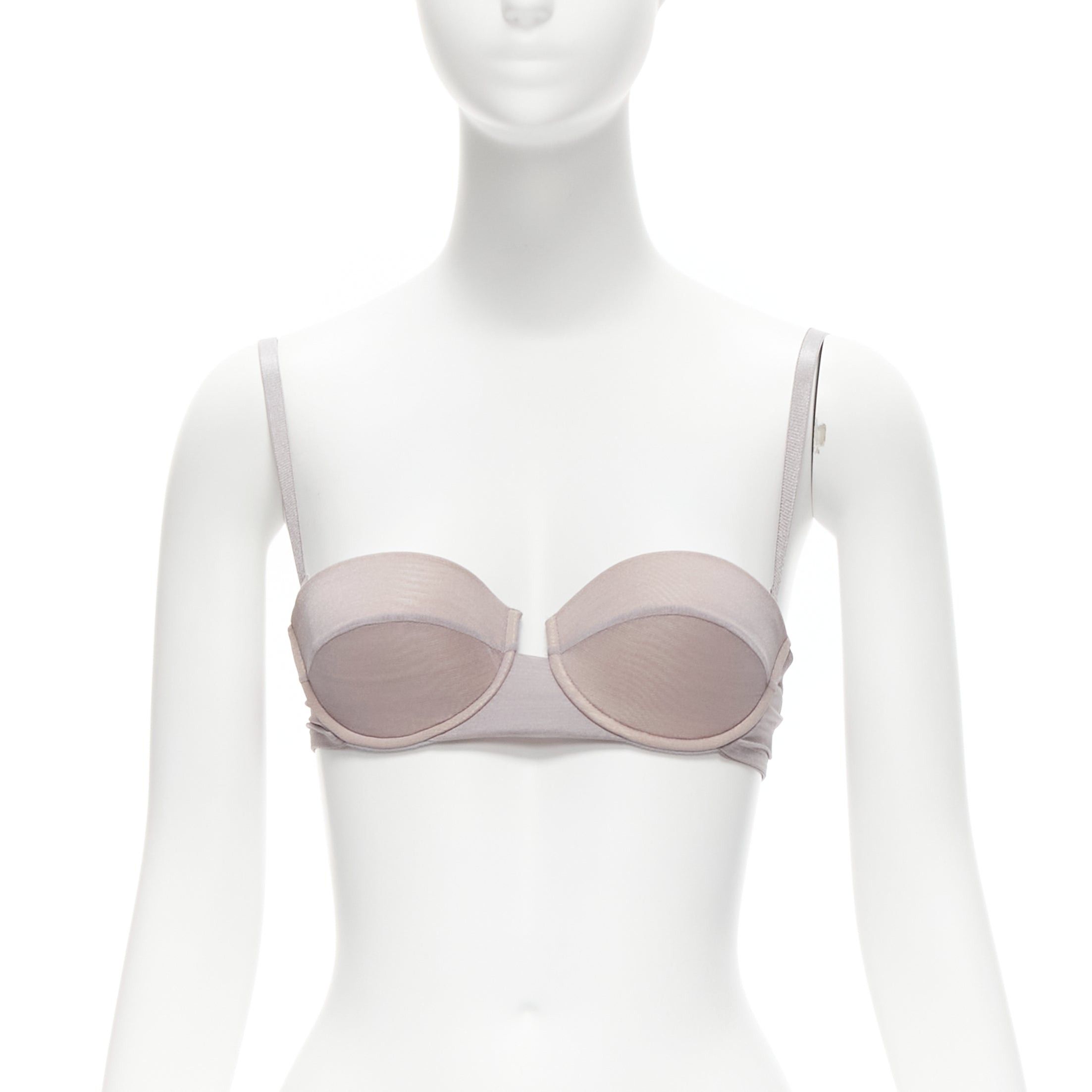 Gucci GUCCI Tom Ford 2001 Vintage grey nude mesh 3D cut cup fashion bra M Size M / US 6-8 / IT 42-44 - 3 Thumbnail