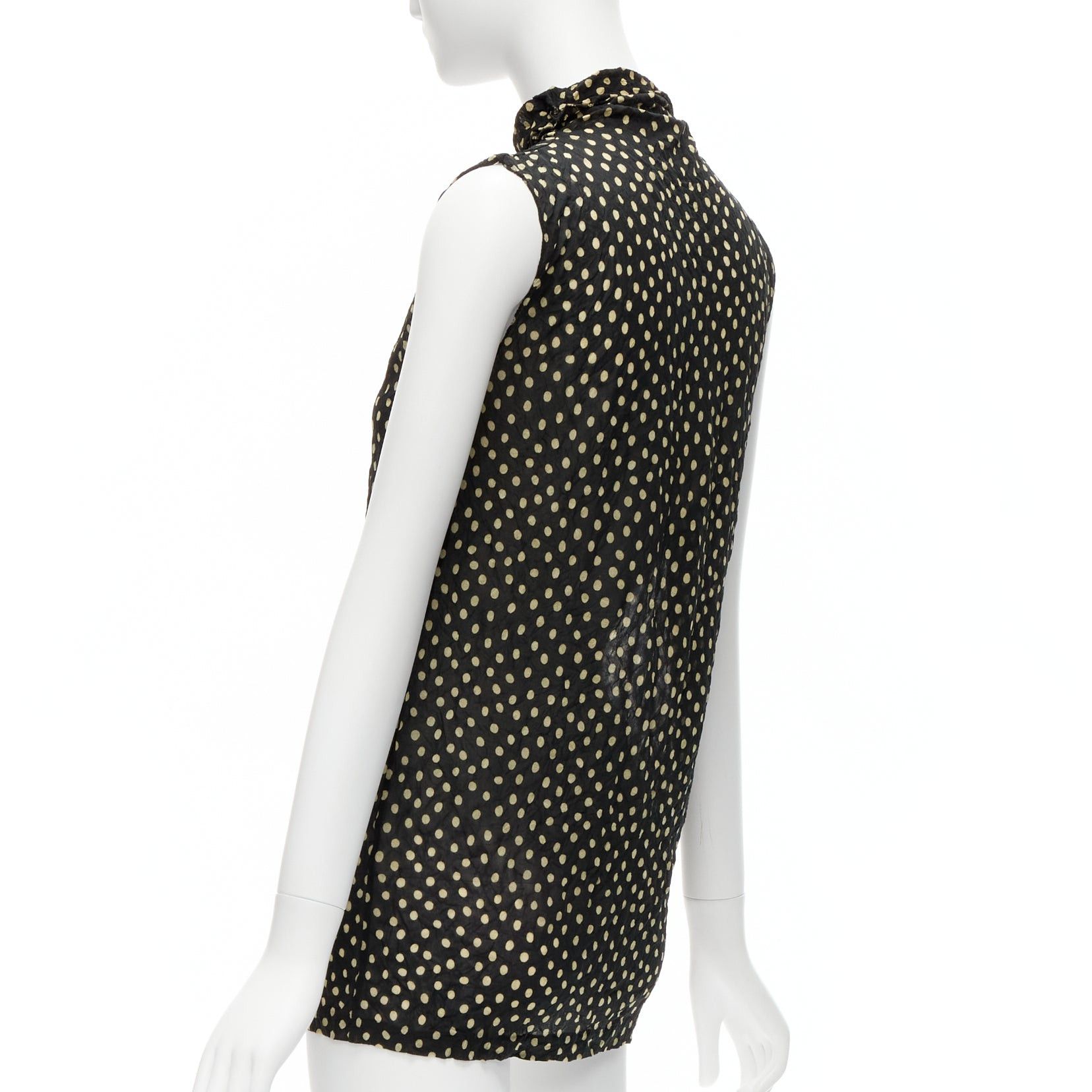 Issey Miyake ISSEY MIYAKE Vintage black yellow polka dot crinkle sheer high neck vest top S Size S / US 4 / IT 40 - 6 Thumbnail