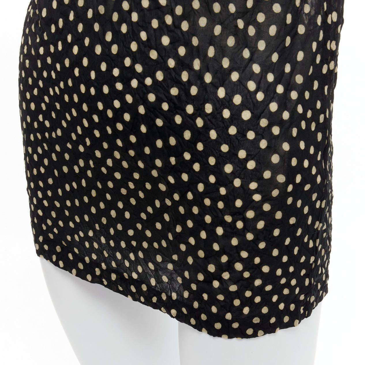 Issey Miyake ISSEY MIYAKE Vintage black yellow polka dot crinkle sheer high neck vest top S Size S / US 4 / IT 40 - 7 Thumbnail