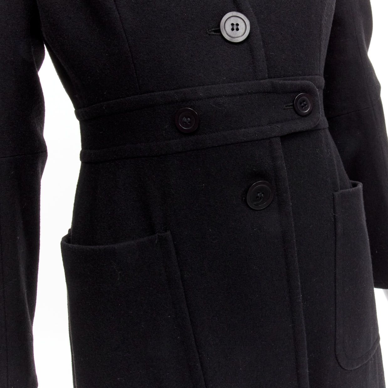 Maison Margiela MAISON MARGIELA 1990s Vintage black wool felt back slit longline Cigarette coat FR38 M Size M / US 6-8 / IT 42-44 - 8 Thumbnail