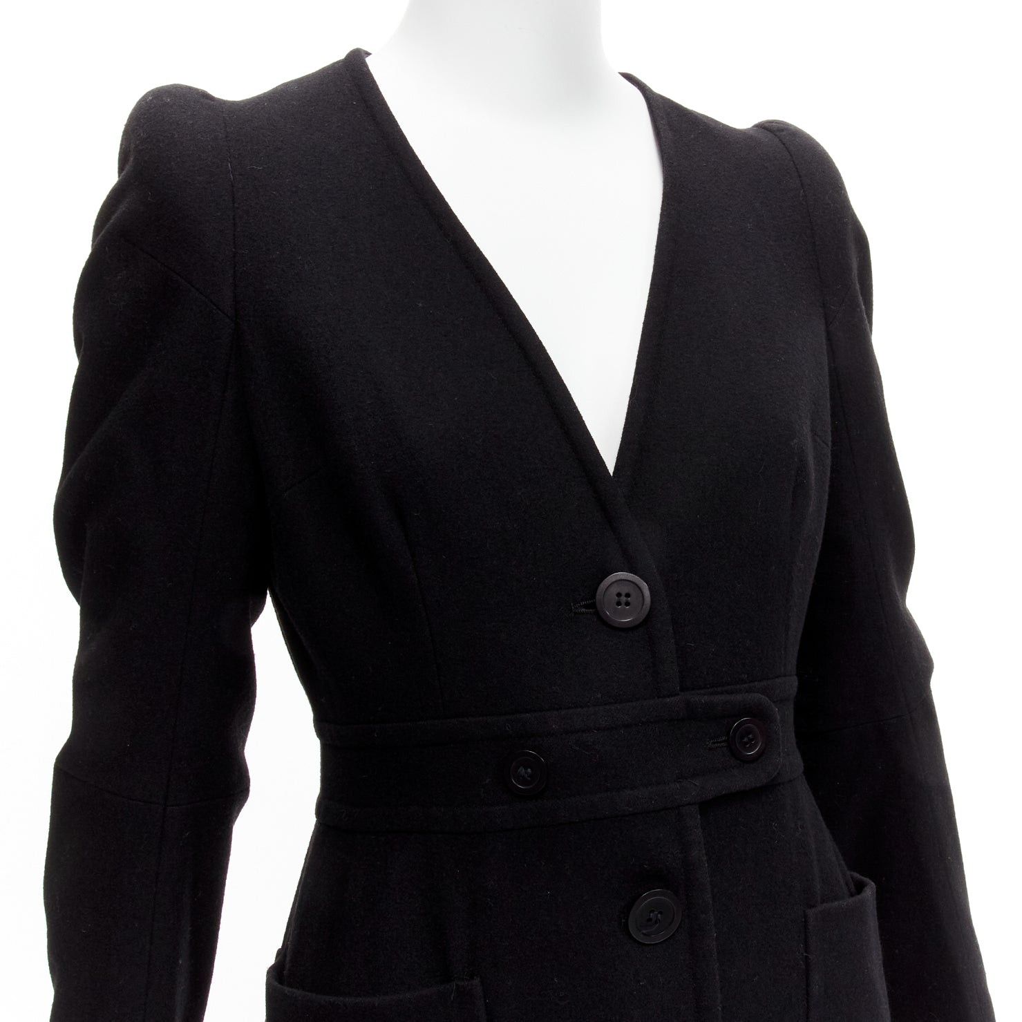 Maison Margiela MAISON MARGIELA 1990s Vintage black wool felt back slit longline Cigarette coat FR38 M Size M / US 6-8 / IT 42-44 - 2 Thumbnail