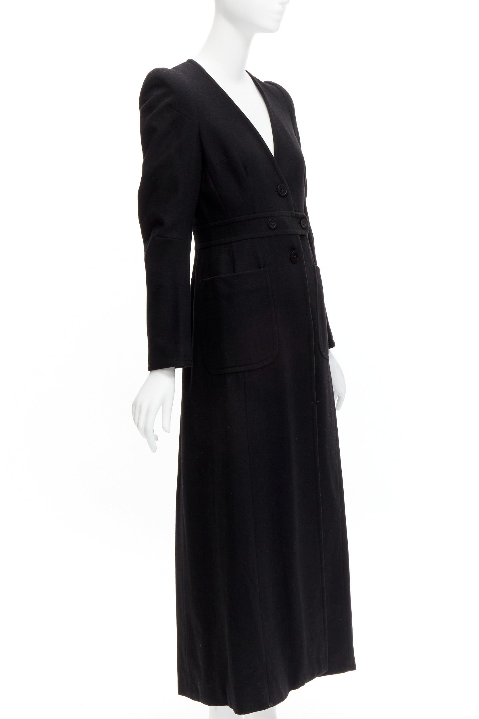 Maison Margiela MAISON MARGIELA 1990s Vintage black wool felt back slit longline Cigarette coat FR38 M Size M / US 6-8 / IT 42-44 - 4 Thumbnail