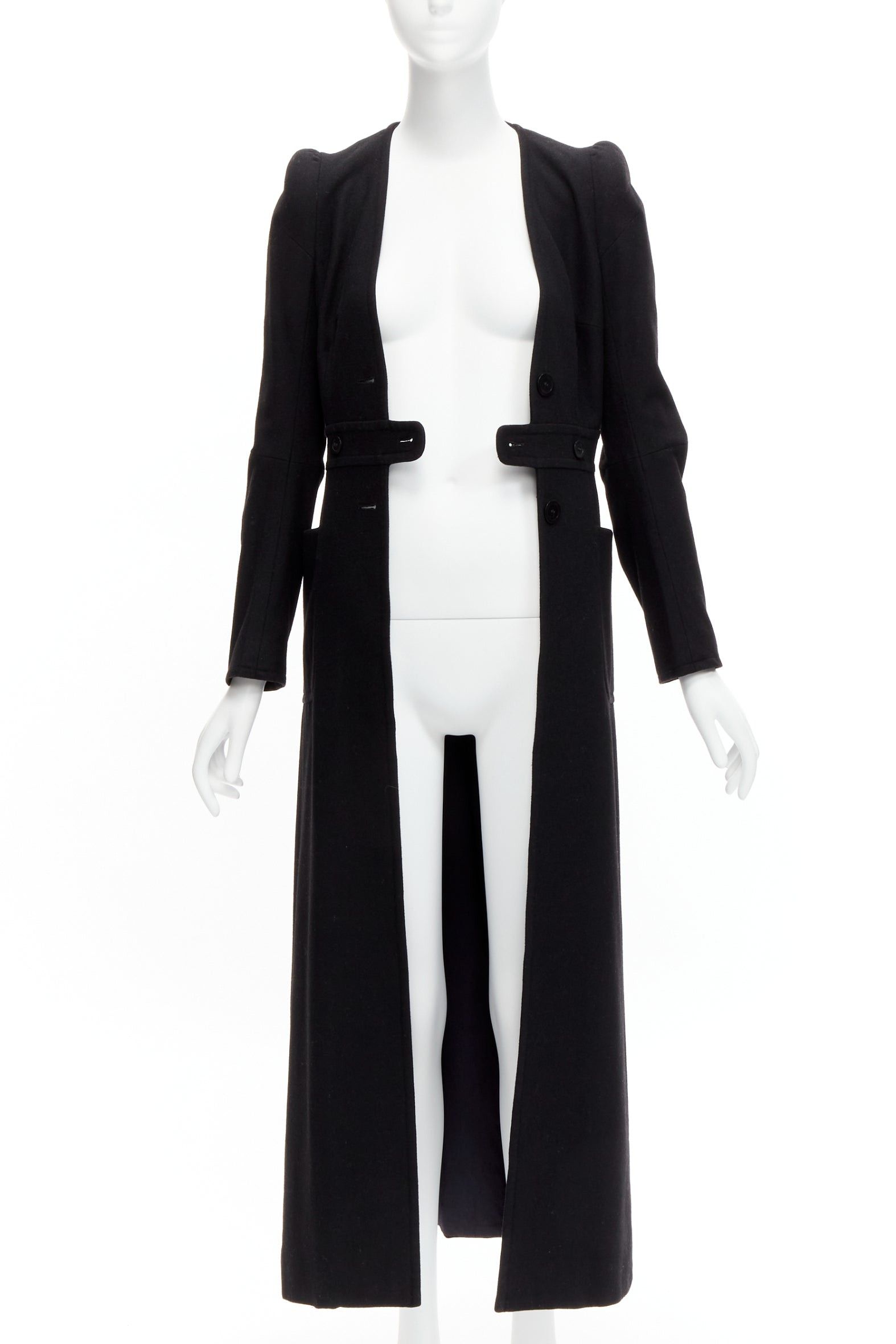 Maison Margiela MAISON MARGIELA 1990s Vintage black wool felt back slit longline Cigarette coat FR38 M Size M / US 6-8 / IT 42-44 - 3 Thumbnail