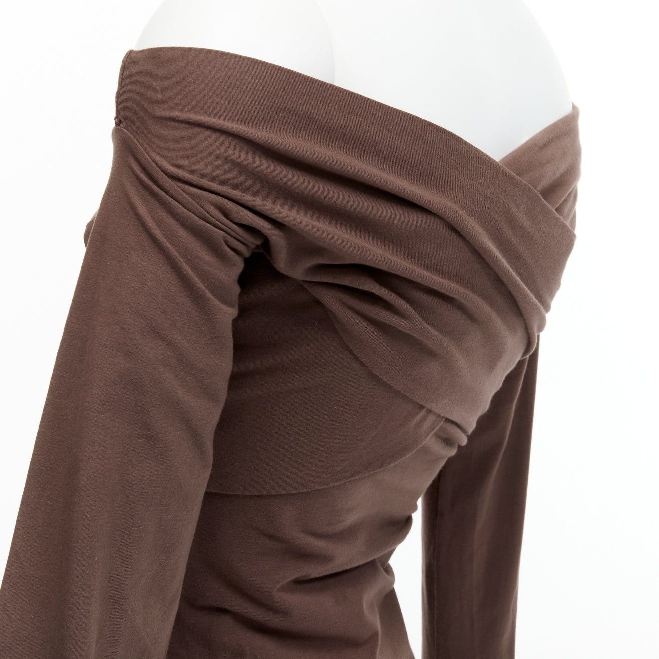 Romeo Gigli ROMEO GIGLI Vintage brown cotton bend criss cross off shoulder bodycon dress IT40 S Size S / US 4 / IT 40 - 7 Thumbnail